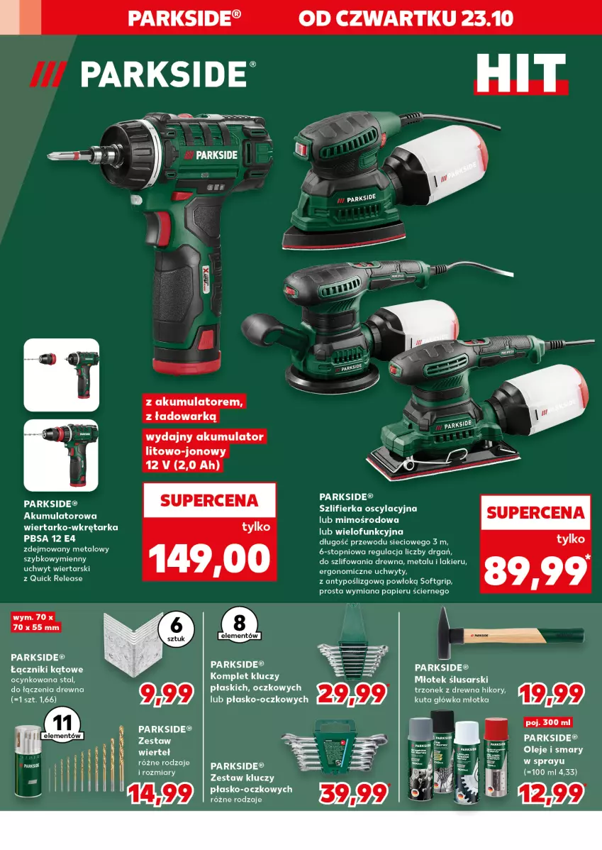 Gazetka promocyjna Kaufland - Kaufland - ważna 23.10 do 28.10.2025 - strona 14 - produkty: Akumulator, Cynk, Lakier, LG, Młot, Olej, Papier, Parkside, Szlifierka, Top, Uchwyty, Zestaw kluczy
