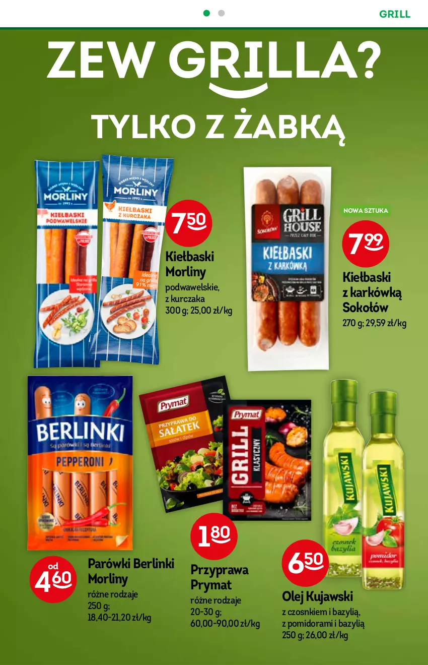 Gazetka promocyjna Żabka - ważna 23.06 do 06.07.2021 - strona 24 - produkty: Bazyl, Berlinki, Grill, Kujawski, Kurczak, Morliny, Olej, Parówki, Prymat, Sok, Sokołów, Wawel