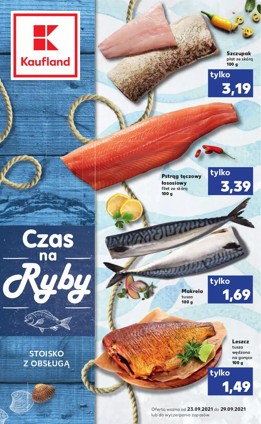 Gazetka promocyjna Kaufland - RYBY - ważna 23.09 do 29.09.2021 - strona 1 - produkty: Pstrąg, Pstrąg tęczowy, Sos, Tusz, Zupa