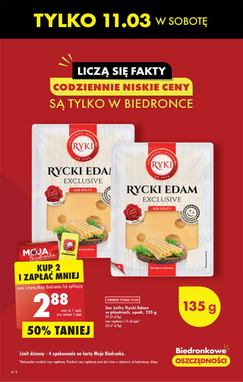 Gazetka promocyjna Biedronka - ważna 09.03 do 15.03.2023 - strona 4 - produkty: Edam, Rycki Edam, Ser