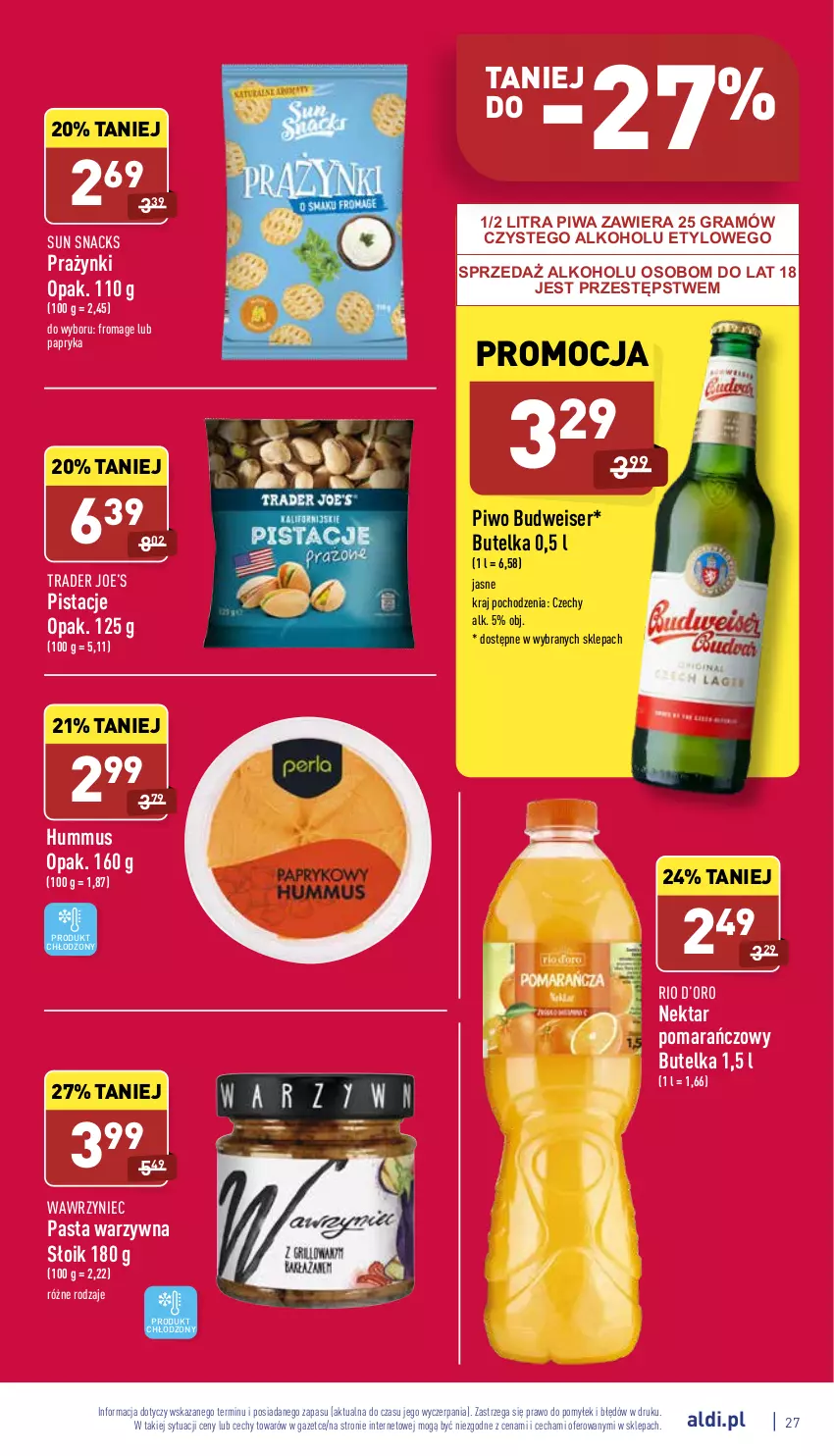 Gazetka promocyjna Aldi - Katalog spożywczy - ważna 02.05 do 07.05.2022 - strona 27 - produkty: Gra, Hummus, Mus, Nektar, Papryka, Pasta warzywna, Pistacje, Piwa, Piwo, Ser