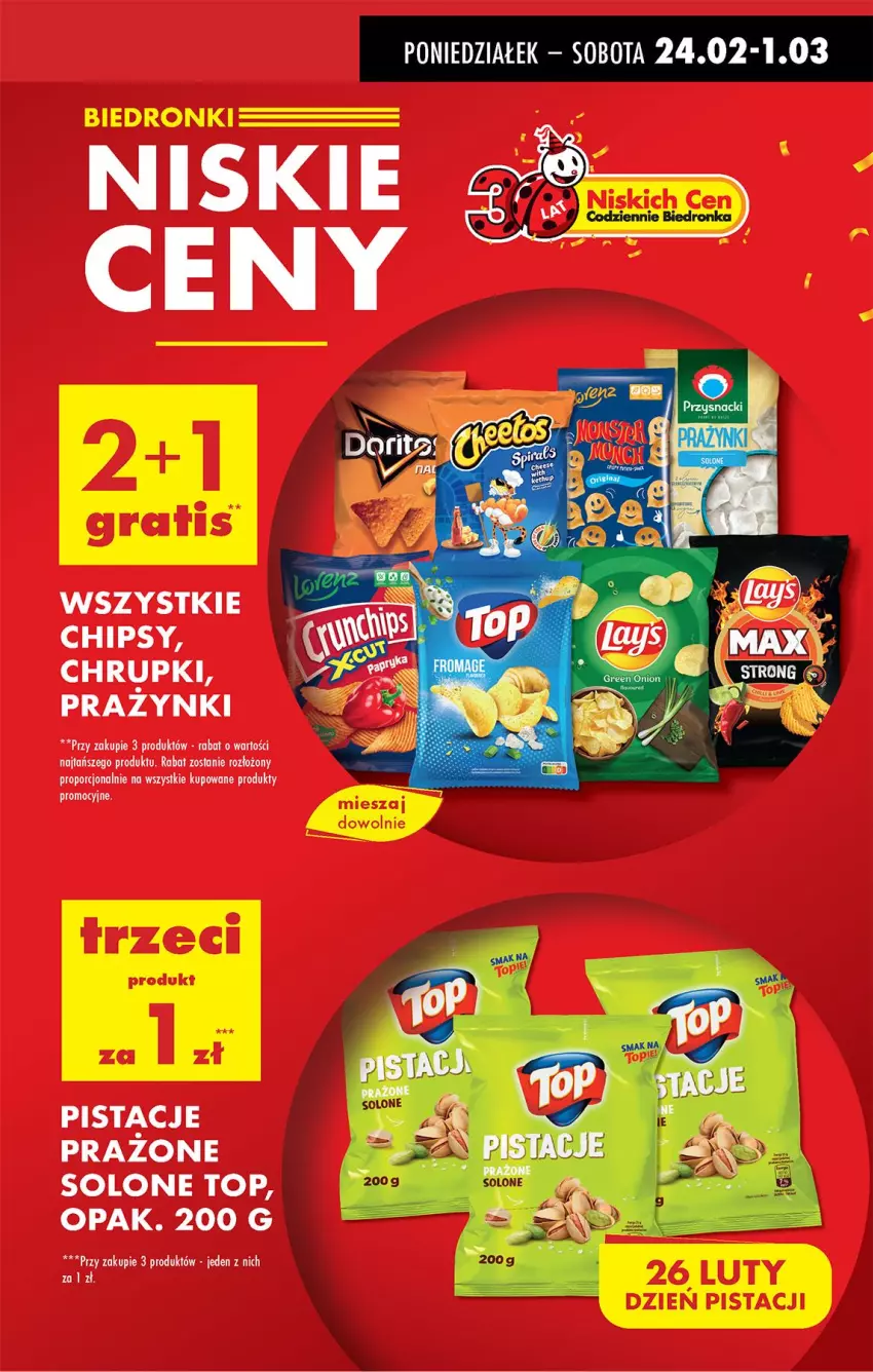 Gazetka promocyjna Biedronka - Od Poniedziałku - ważna 24.02 do 01.03.2025 - strona 13 - produkty: Chipsy, Chrupki, Pistacje, Por, Top