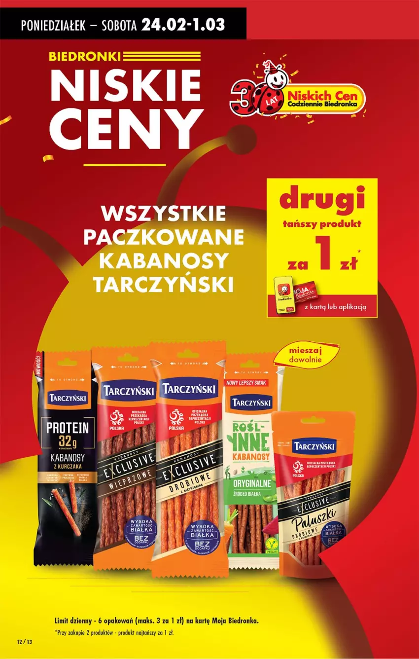 Gazetka promocyjna Biedronka - Od Poniedziałku - ważna 24.02 do 01.03.2025 - strona 14 - produkty: Kabanos, LG, Tarczyński