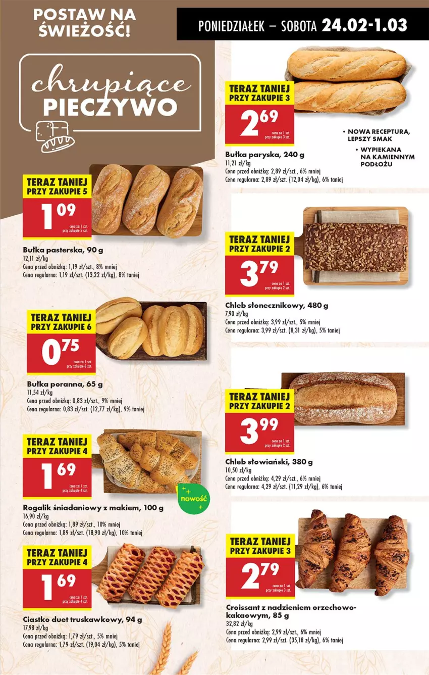 Gazetka promocyjna Biedronka - Od Poniedziałku - ważna 24.02 do 01.03.2025 - strona 35 - produkty: Bułka, Chleb, Croissant, Danio, Fa, Por, Rogal, Tera