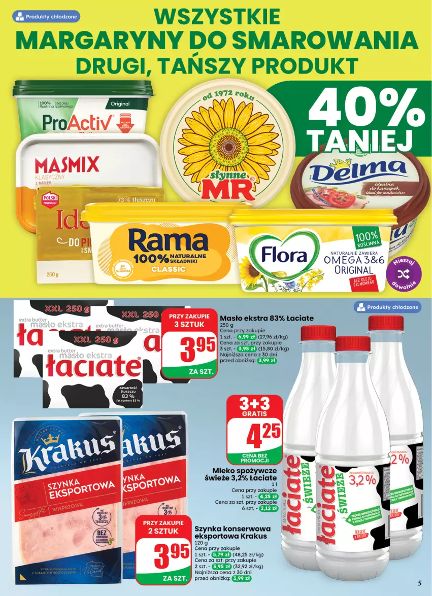 Gazetka promocyjna Dino - Weekendowe okazje - ważna 11.09 do 12.09.2026 - strona 5 - produkty: Fa, Gin, Krakus, Masło, Mleko, Por, Rama, Ser, Sport, Szynka, Szynka konserwowa