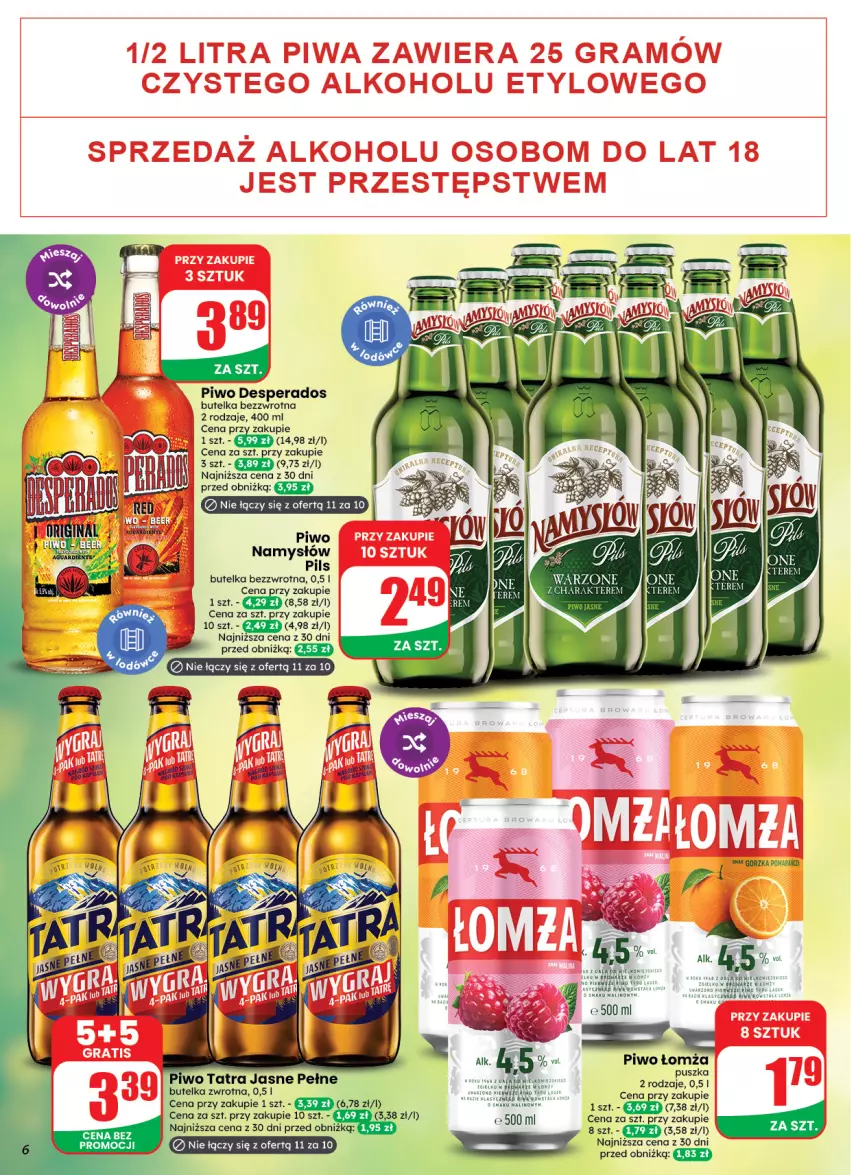 Gazetka promocyjna Dino - Weekendowe okazje - ważna 11.09 do 12.09.2026 - strona 6 - produkty: Desperados, LG, Namysłów, Piwo, Tatra