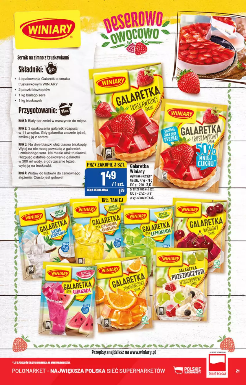 Gazetka promocyjna PoloMarket - Gazetka pomocyjna - ważna 06.07 do 12.07.2022 - strona 21 - produkty: Biszkopty, Gala, Galaretka, Galaretki, Ser, Truskawki, Winiary