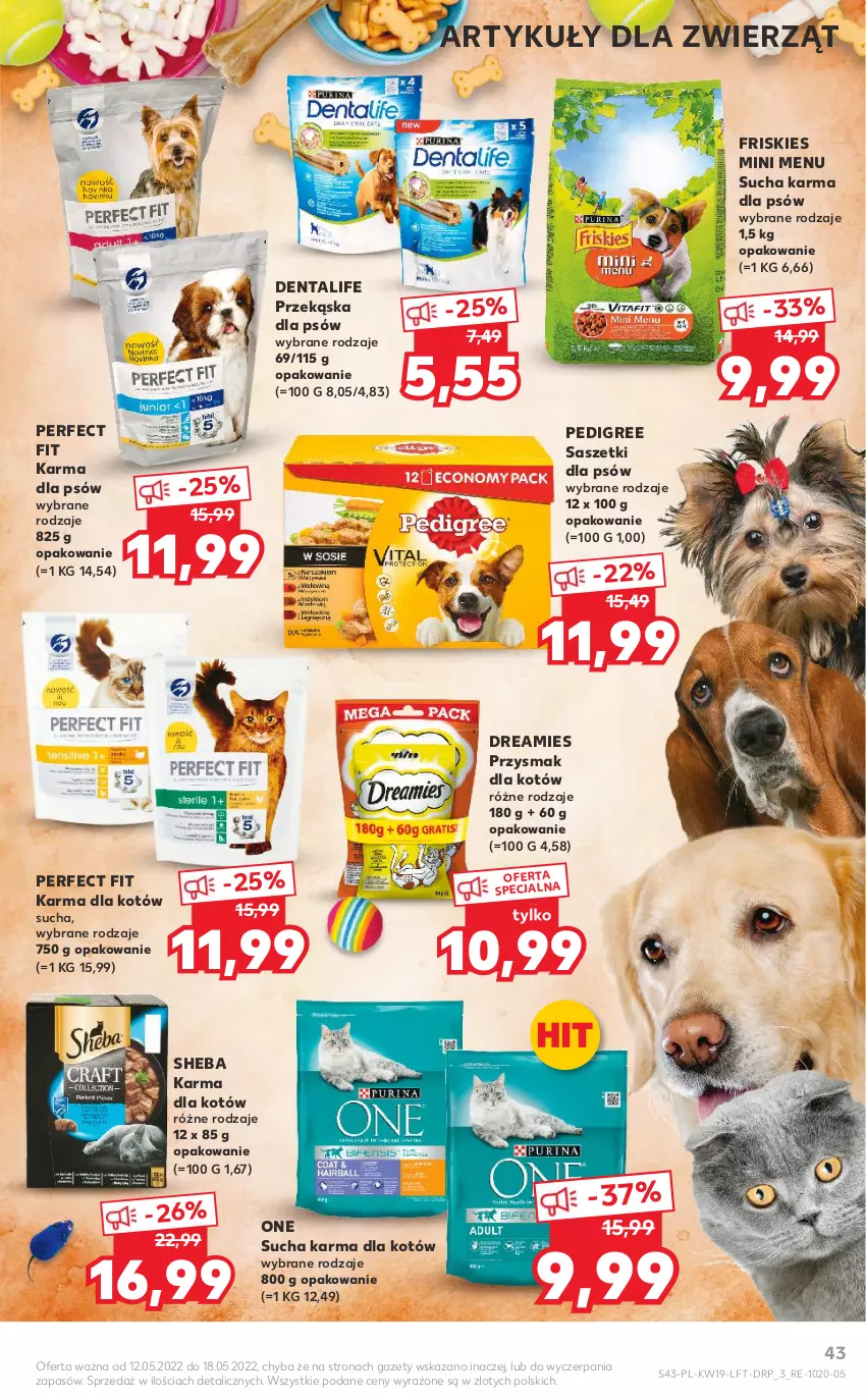 Gazetka promocyjna Kaufland - OFERTA TYGODNIA - ważna 12.05 do 18.05.2022 - strona 43 - produkty: Friskies, Pedigree, Przekąska dla psów, Sheba, Sucha karma