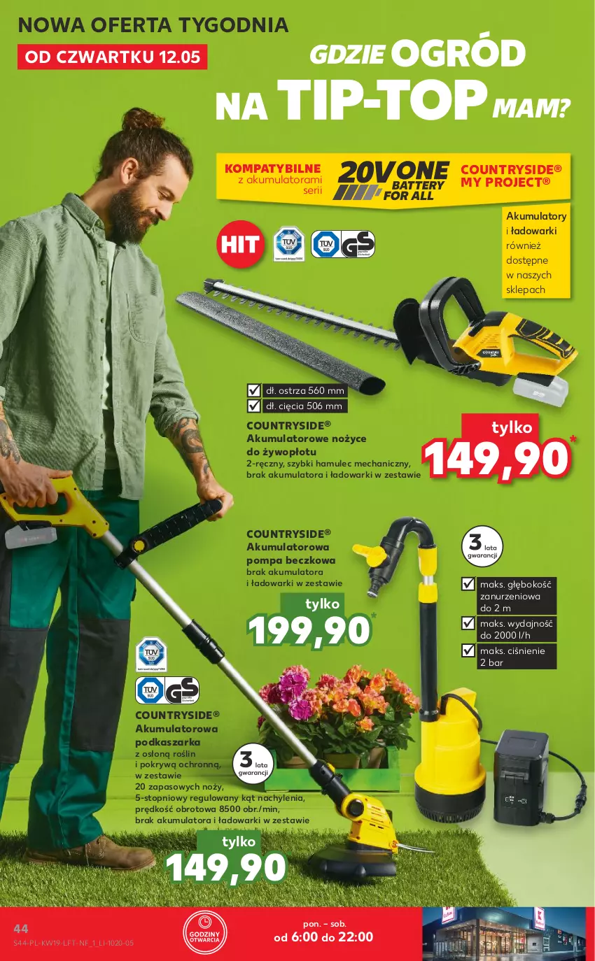 Gazetka promocyjna Kaufland - OFERTA TYGODNIA - ważna 12.05 do 18.05.2022 - strona 44 - produkty: Akumulator, Kasza, Mule, Noż, Nożyce, Ogród, Ser, Top