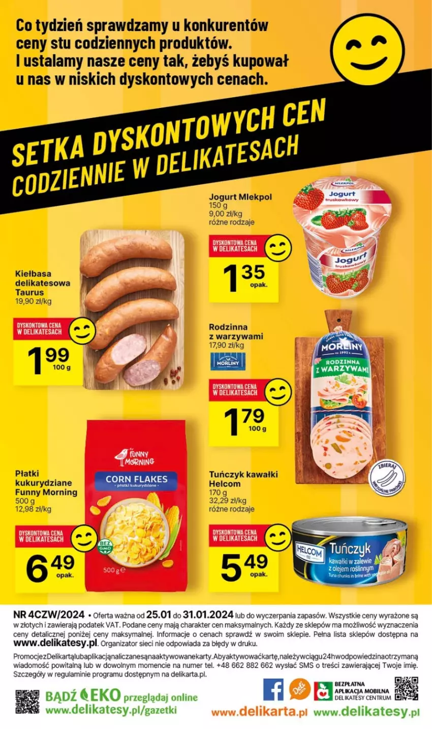 Gazetka promocyjna Delikatesy Centrum - Dyskontowe ceny w Delikatesach Centrum - ważna 25.01 do 31.01.2024 - strona 24 - produkty: HELCOM, Jogurt, Kawa, Kiełbasa, Tuńczyk, Warzywa