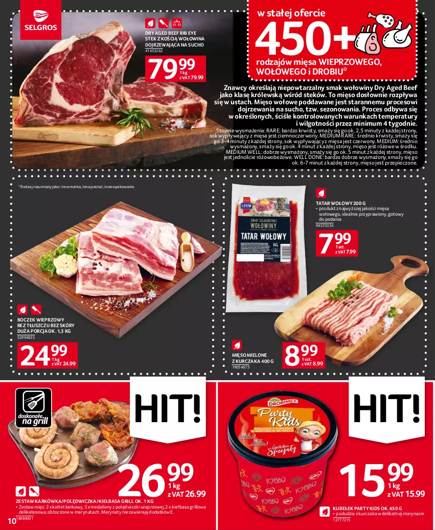 Gazetka promocyjna Selgros - Oferta spożywcza - ważna 18.05 do 31.05.2023 - strona 10 - produkty: Boczek, Boczek wieprzowy, Grill, Kiełbasa, Kotlet, Kurczak, LG, Lion, Mięso, Mięso mielone, Mięso wołowe, Nuty, Piec, Por, Sok, Stek, Tatar wołowy, Top, Wołowina