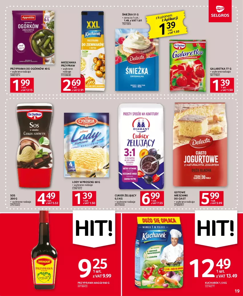 Gazetka promocyjna Selgros - Oferta spożywcza - ważna 18.05 do 31.05.2023 - strona 19 - produkty: Cukier, Gala, Galaretka, Kucharek, Lody, Maggi, Sos