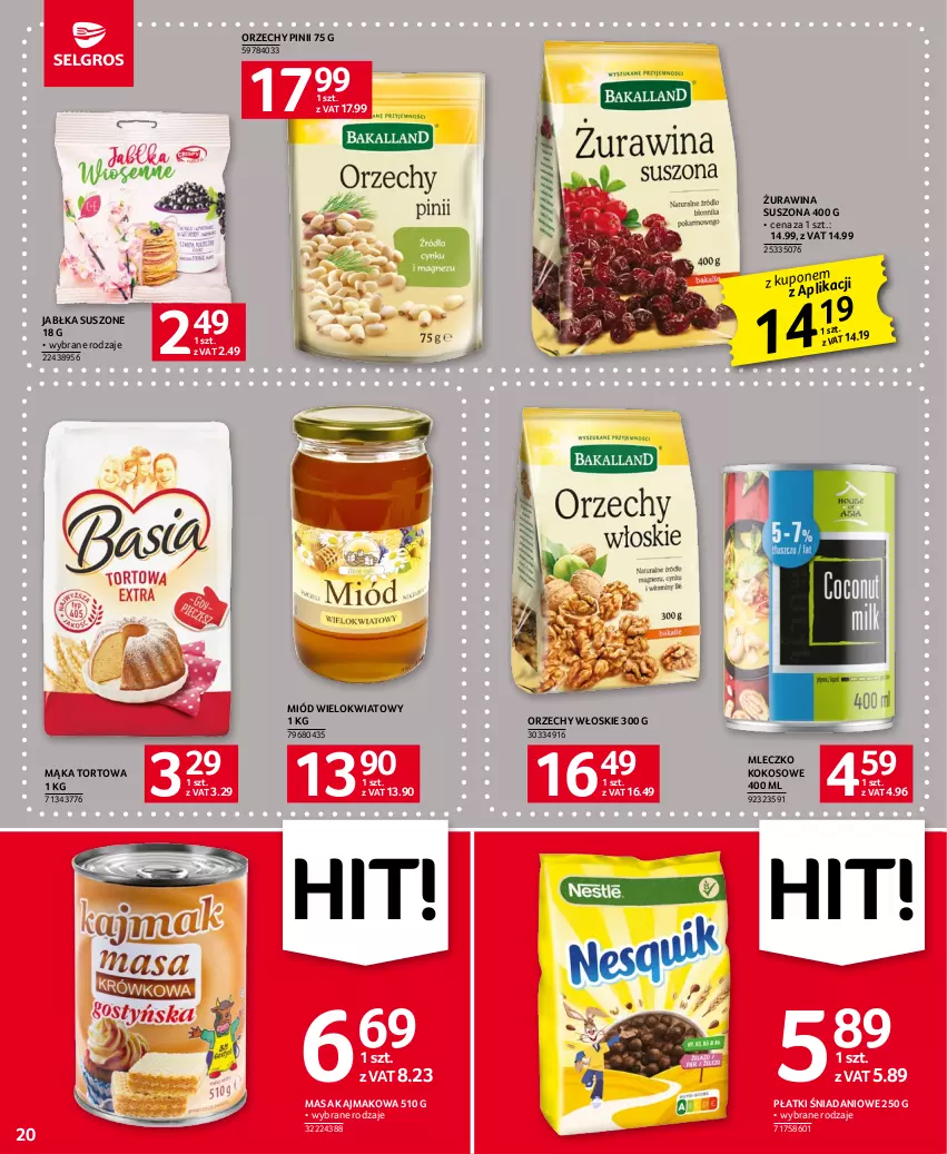 Gazetka promocyjna Selgros - Oferta spożywcza - ważna 18.05 do 31.05.2023 - strona 20 - produkty: Danio, Jabłka, Kokos, Mąka, Mąka tortowa, Miód, Mleczko, Orzechy włoskie