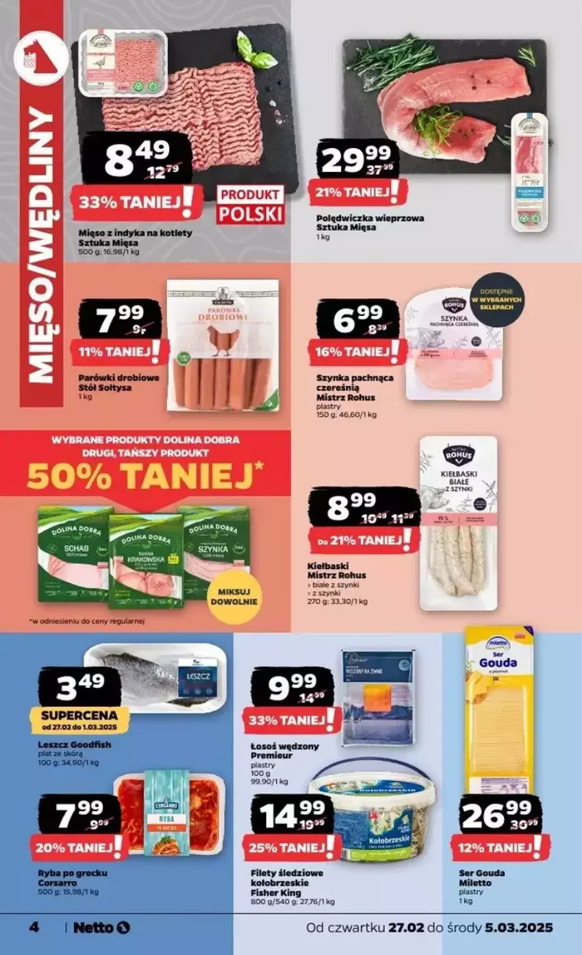 Gazetka promocyjna Netto - ważna 27.02 do 05.03.2025 - strona 5 - produkty: Fa, Kiełbaski białe, Stół, Szynka