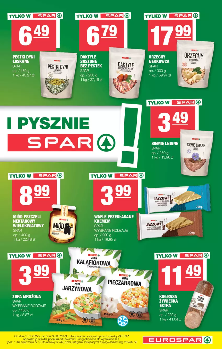Gazetka promocyjna Spar - EuroSpar - ważna 12.02 do 22.02.2023 - strona 15 - produkty: Daktyle, Kalafior, Miód, Pestki dyni, Wafle, Zupa, Zupa kalafiorowa