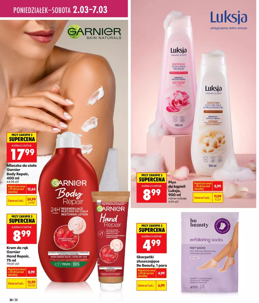 Gazetka promocyjna Biedronka - Twoje Piękne Strony - ważna 26.02 do 05.03.2026 - strona 30 - produkty: Be Be, Body, Fa, Garnier, Karp, Kefir, Krem do rąk, LANA, Luksja, Mleczko, Mleczko do ciała, Skarpetki