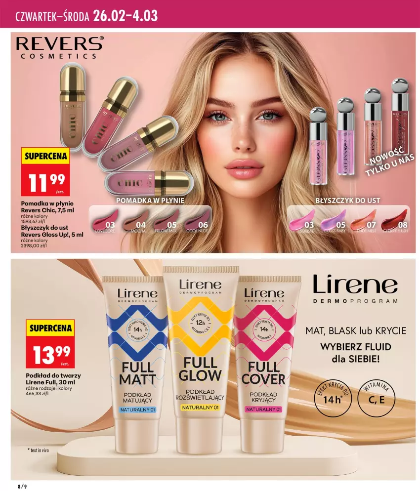 Gazetka promocyjna Biedronka - Twoje Piękne Strony - ważna 26.02 do 05.03.2026 - strona 8 - produkty: Błyszczyk do ust, Fa, Gra, Lirene, Mop, Podkład, Podkład do twarzy, Podkład matujący