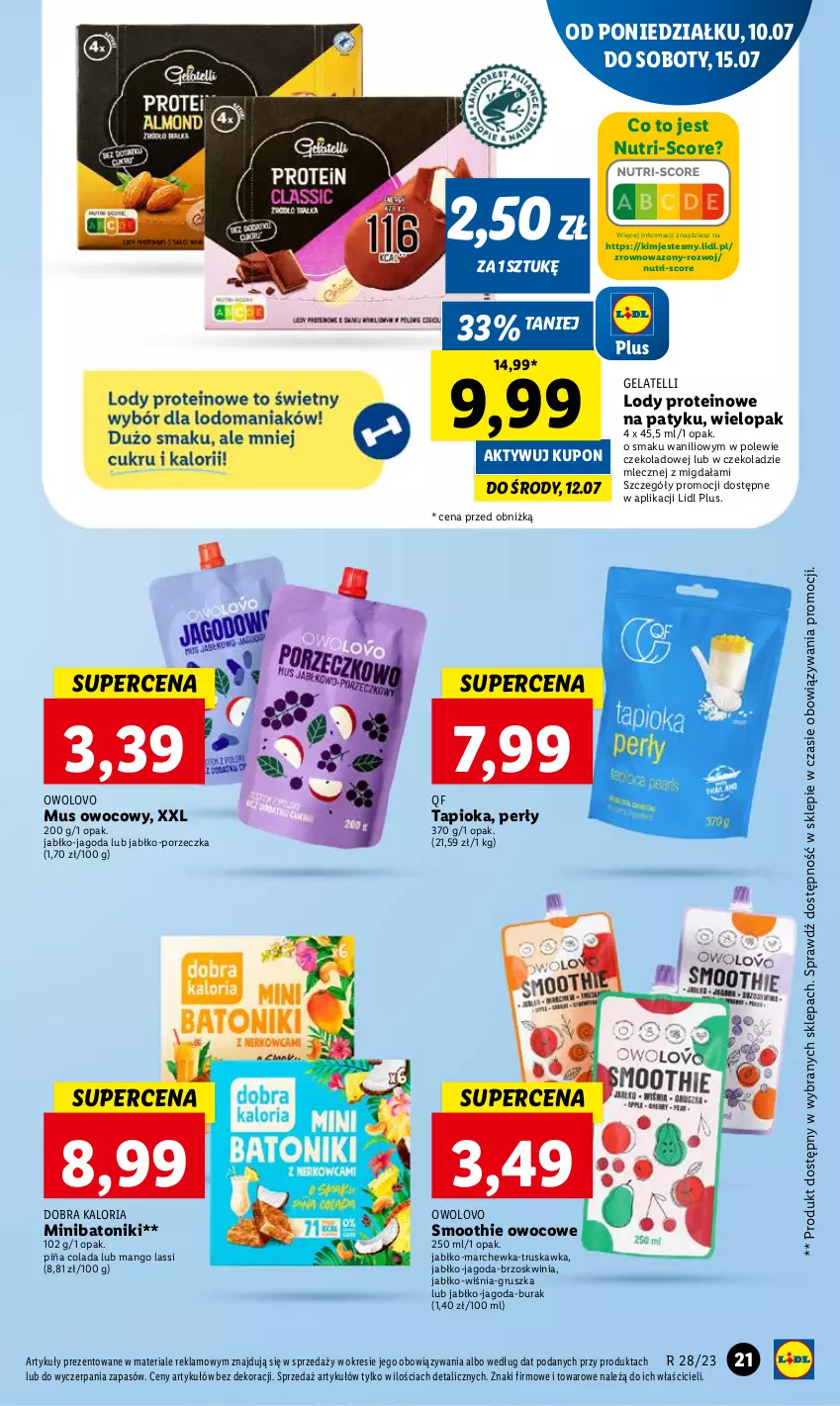 Gazetka promocyjna Lidl - GAZETKA - ważna 10.07 do 12.07.2023 - strona 24 - produkty: Baton, Lody, Mango, Marchewka, Mus, Piña Colada, Por, Smoothie, Tonik, Wazon