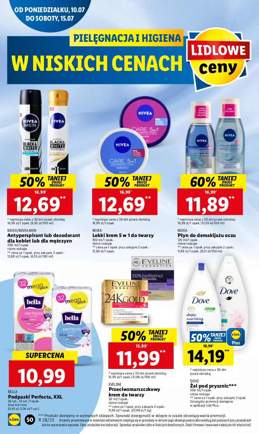 Gazetka promocyjna Lidl - GAZETKA - ważna 10.07 do 12.07.2023 - strona 55 - produkty: Antyperspirant, Bell, Bella, Dezodorant, Dove, Eveline, Krem do twarzy, Makijaż, Mars, Nivea, Nivea Men, Perfecta, Podpaski