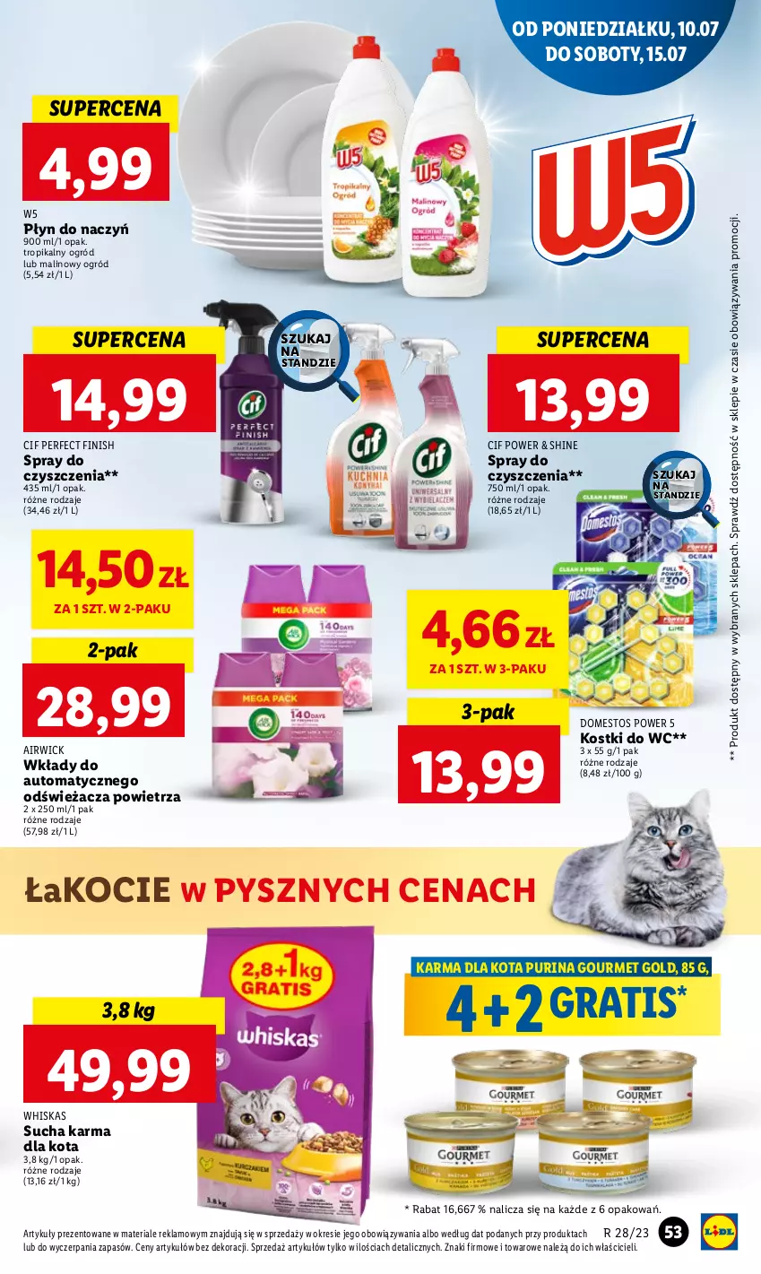 Gazetka promocyjna Lidl - GAZETKA - ważna 10.07 do 12.07.2023 - strona 58 - produkty: Cif, Domestos, Finish, Gourmet Gold, Gra, Koc, Ogród, Pur, Purina, Spray do czyszczenia, Sucha karma, Whiskas