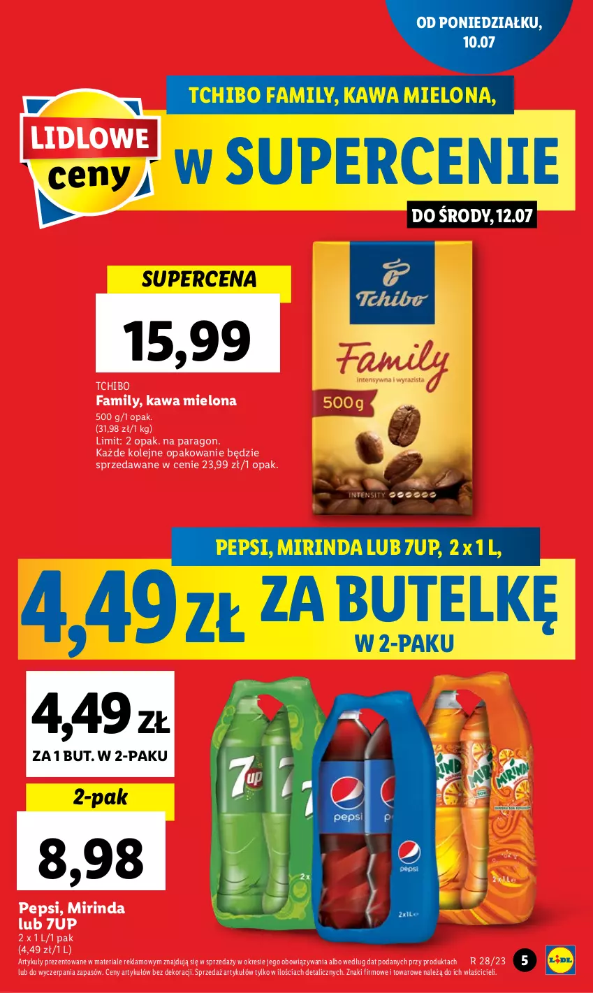 Gazetka promocyjna Lidl - GAZETKA - ważna 10.07 do 12.07.2023 - strona 6 - produkty: 7up, Fa, Kawa, Kawa mielona, Mirinda, Olej, Pepsi, Tchibo, Tchibo Family