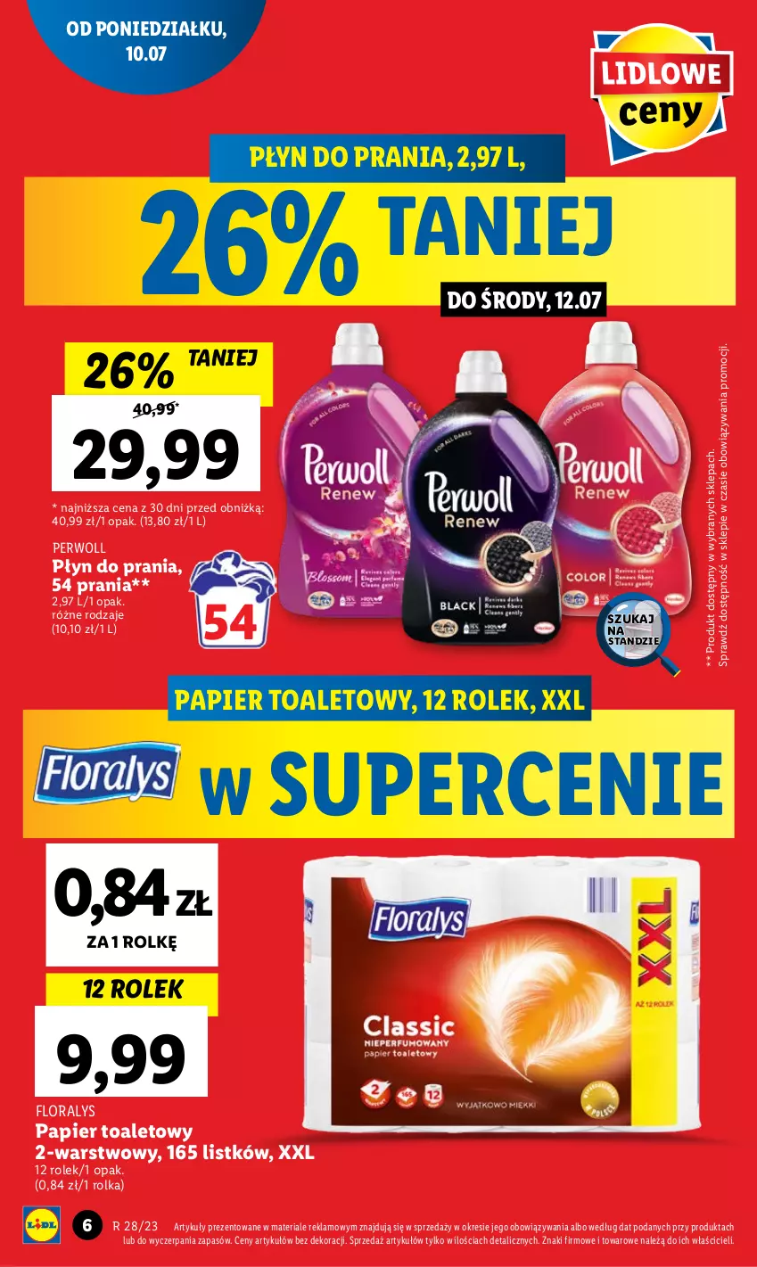 Gazetka promocyjna Lidl - GAZETKA - ważna 10.07 do 12.07.2023 - strona 7 - produkty: Flora, Papier, Papier toaletowy, Perwoll, Płyn do prania