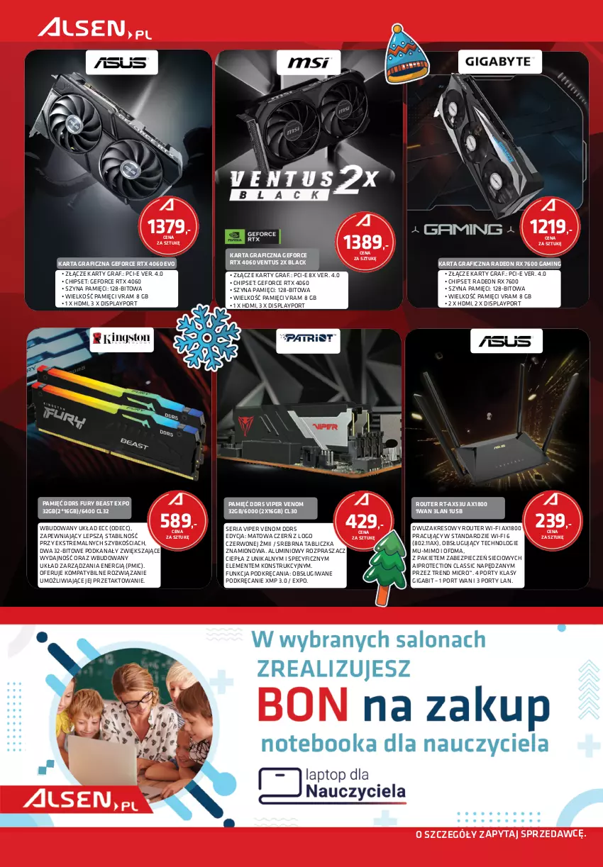 Gazetka promocyjna Alsen - Gazetka Alsen - ważna 01.12 do 31.12.2024 - strona 8 - produkty: Gra, Lack, Piec, Por, Radeon, Router, Ser, Szyna