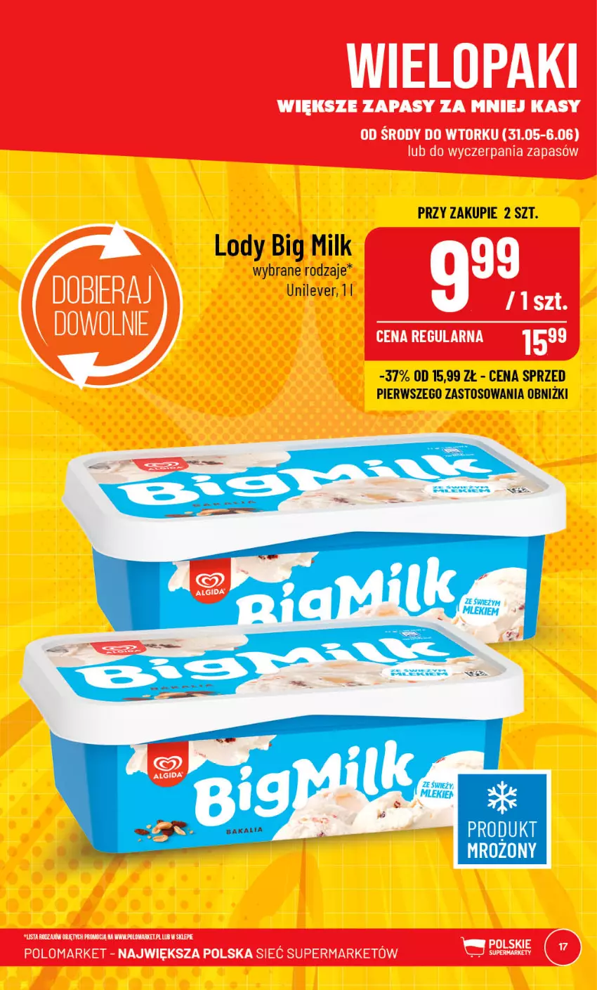 Gazetka promocyjna PoloMarket - Gazetka pomocyjna - ważna 31.05 do 06.06.2023 - strona 17 - produkty: Big Milk, Lody