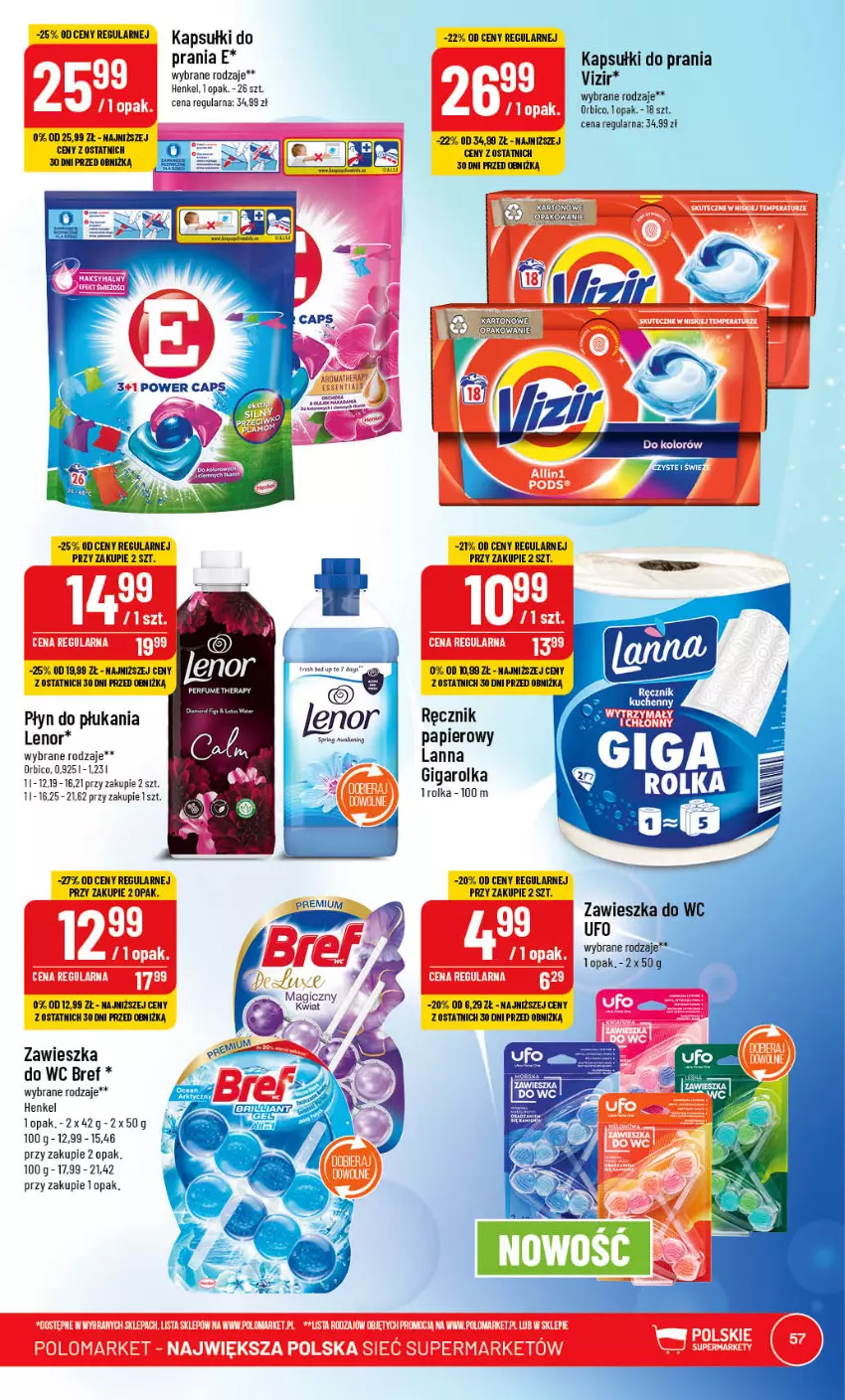 Gazetka promocyjna PoloMarket - Gazetka pomocyjna - ważna 31.05 do 06.06.2023 - strona 57 - produkty: BIC, Bref, Kapsułki do prania, Lenor, Papier, Płyn do płukania, Ręcznik, Vizir, Zawieszka do wc