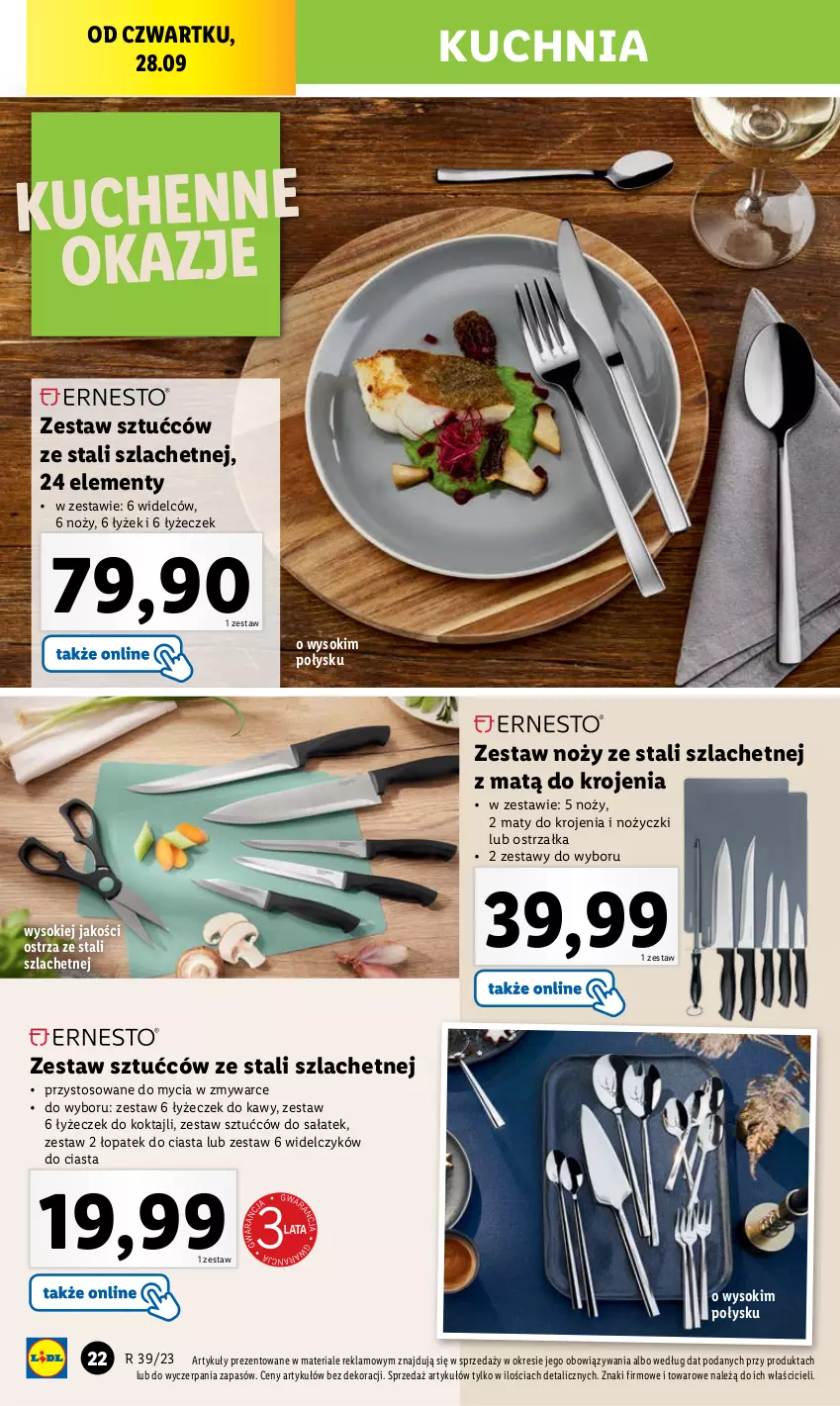 Gazetka promocyjna Lidl - GAZETKA - ważna 25.09 do 30.09.2023 - strona 22 - produkty: Kuchnia, Noż, Nożyczki, Sałat, Sok, Zestaw sztućców