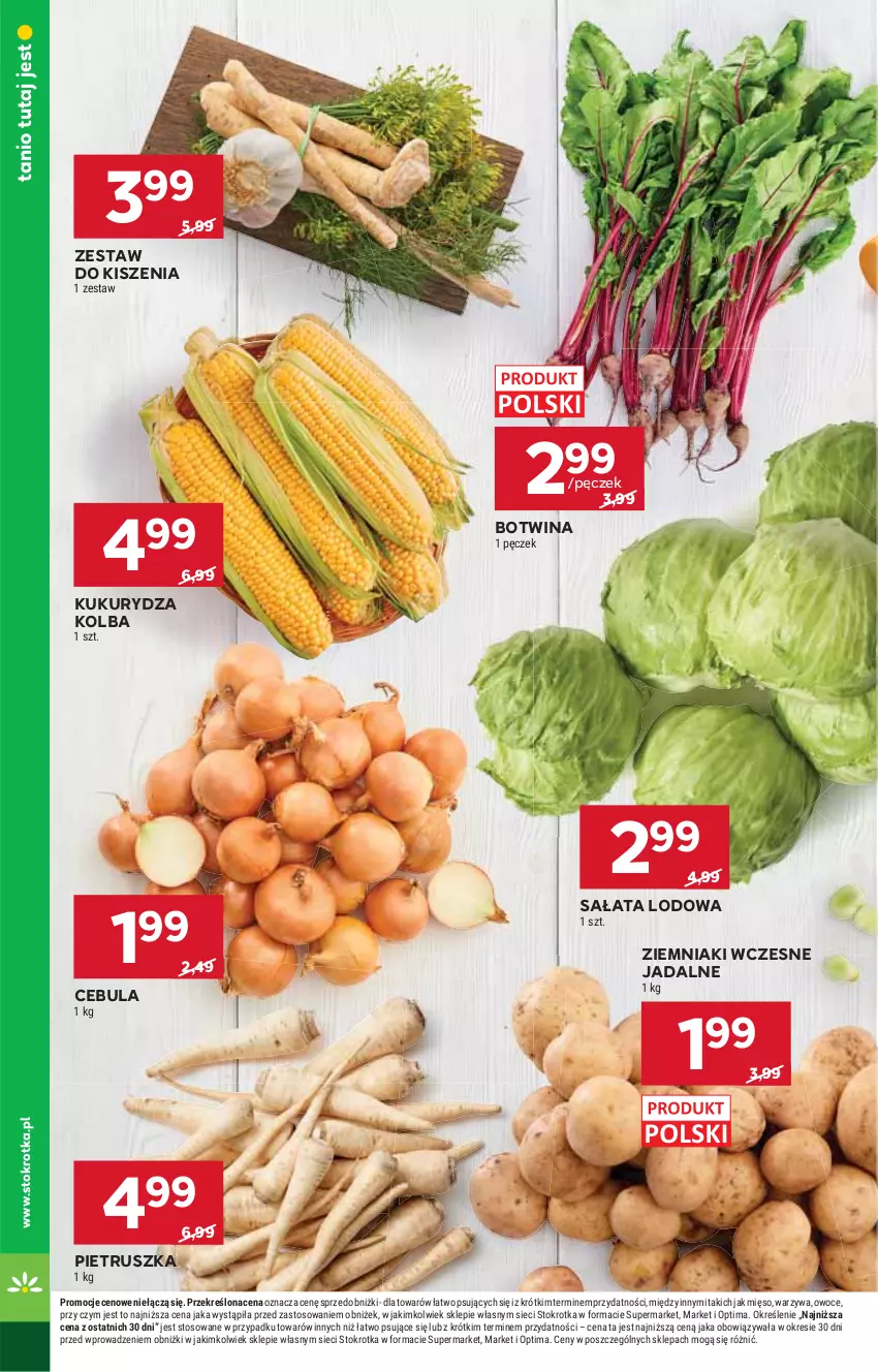 Gazetka promocyjna Stokrotka - Supermarket - ważna 25.06 do 01.07.2026 - strona 14 - produkty: Cebula, Kukurydza, Mięso, Optima, Owoce, Pietruszka, Sałat, Sałata lodowa, Warzywa, Ziemniaki