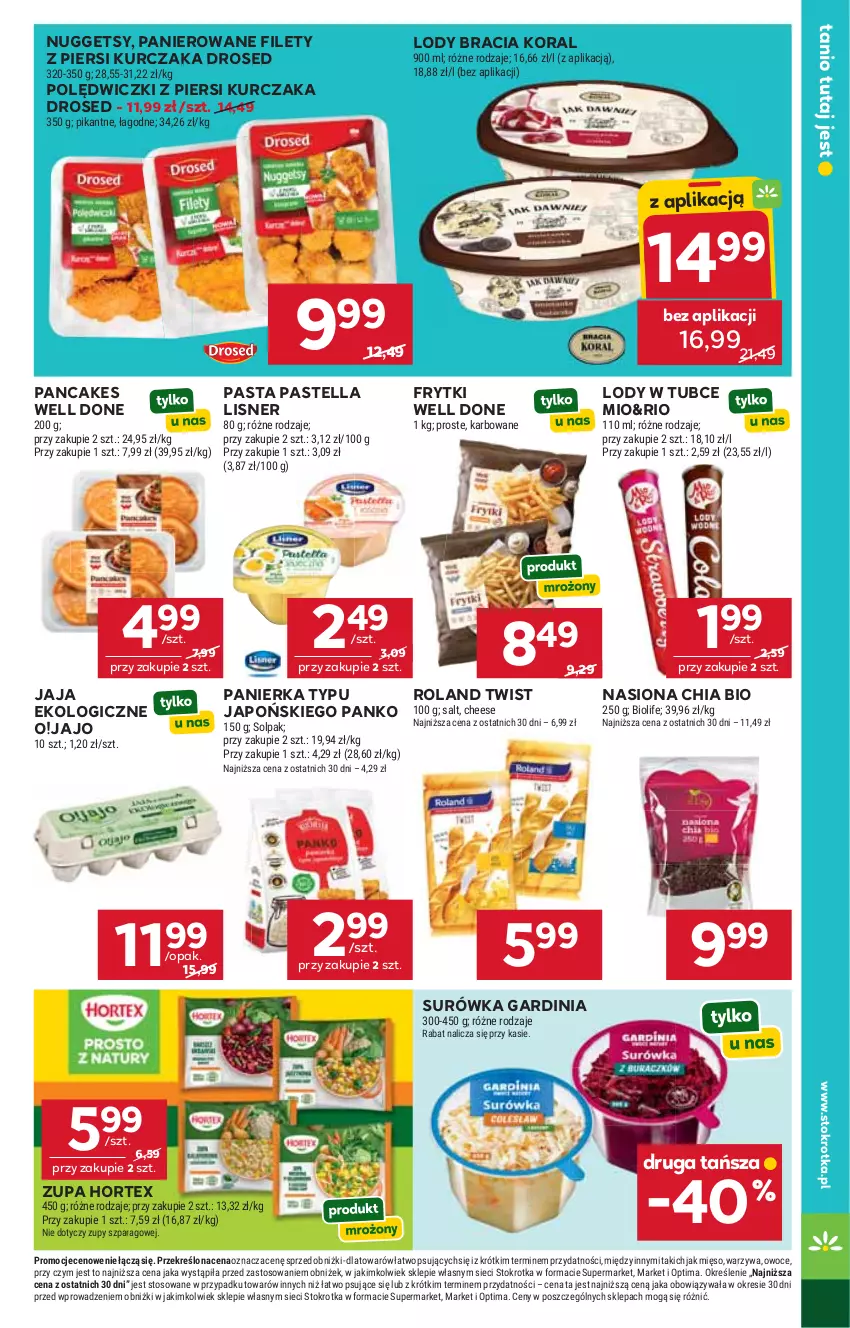 Gazetka promocyjna Stokrotka - Supermarket - ważna 25.06 do 01.07.2026 - strona 33 - produkty: Chia, Frytki, Hortex, Jaja, Kurczak, Lisner, Lody, Mięso, Optima, Owoce, Pastella, Surówka, Warzywa, Zupa