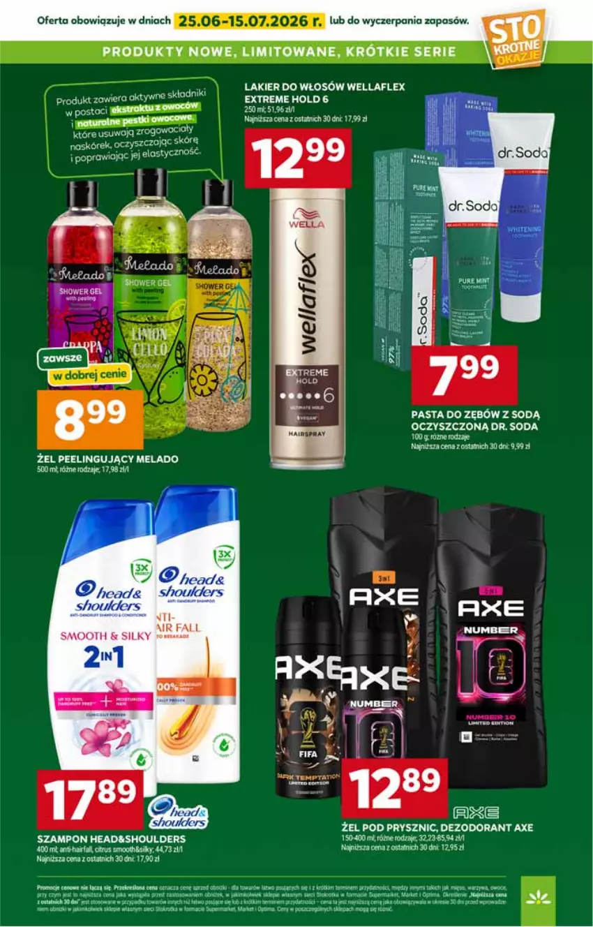 Gazetka promocyjna Stokrotka - Supermarket - ważna 25.06 do 01.07.2026 - strona 38 - produkty: Dezodorant, Fa, Lakier, Lakier do włosów, Optima, Owoce, Pasta do zębów, Peeling, Por, Pur, Ser, Szampon, Warzywa, Wella, Wellaflex