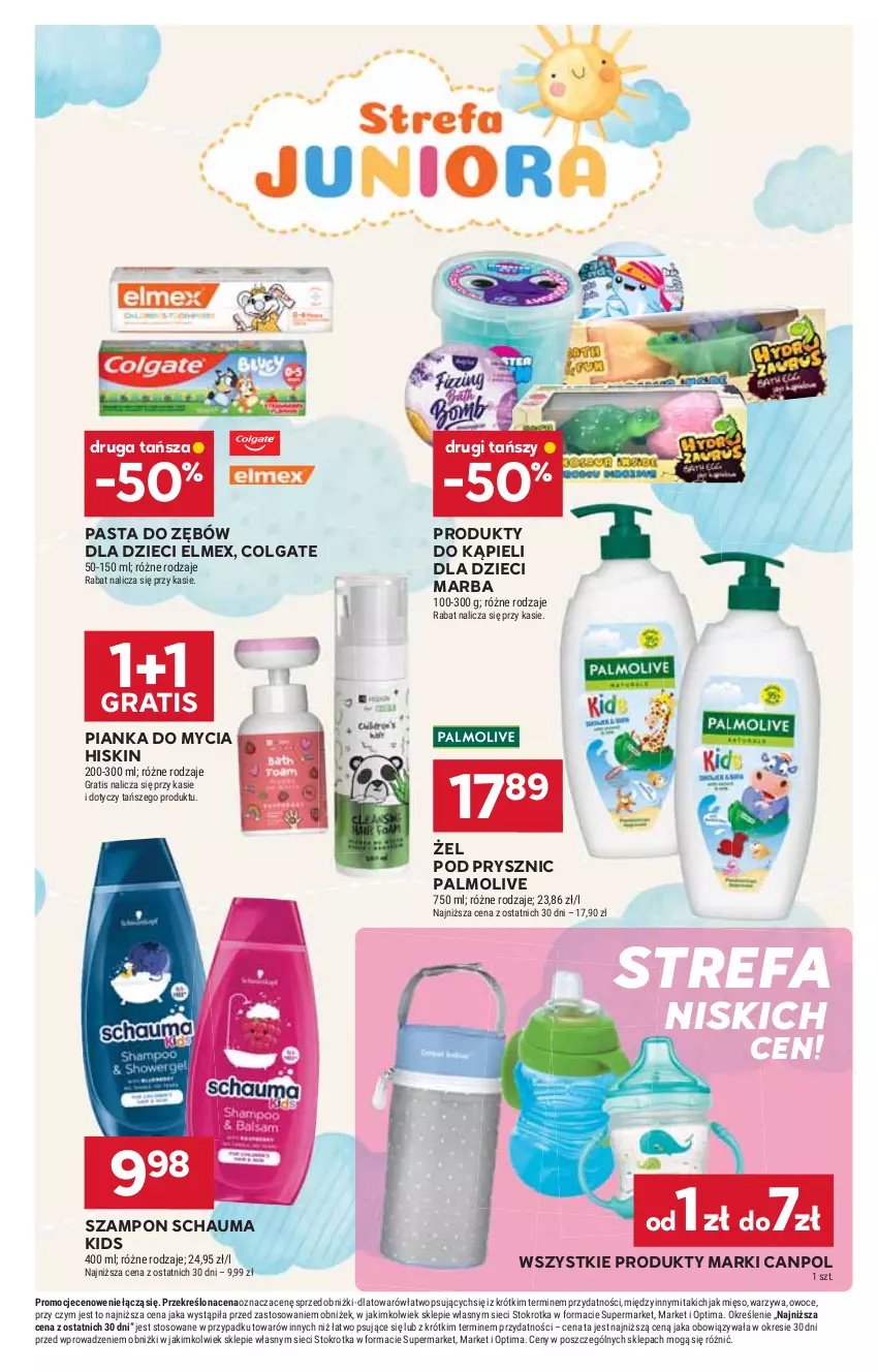 Gazetka promocyjna Stokrotka - Supermarket - ważna 25.06 do 01.07.2026 - strona 49 - produkty: Canpol, Colgate, Dzieci, Elmex, Fa, Gra, LG, Mięso, Optima, Owoce, Palmolive, Pasta do zębów, Schauma, Szampon, Warzywa