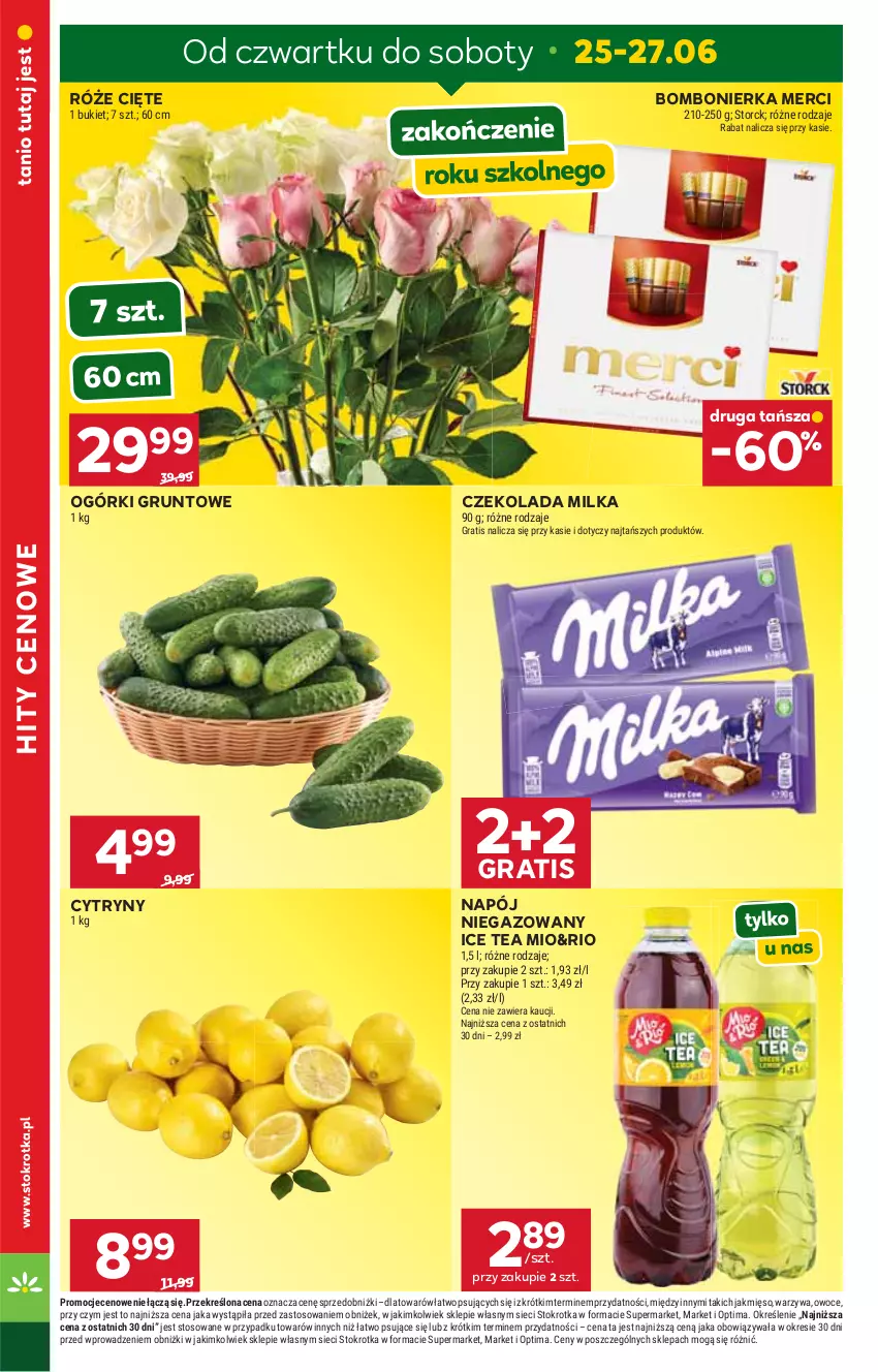 Gazetka promocyjna Stokrotka - Supermarket - ważna 25.06 do 01.07.2026 - strona 6 - produkty: Bukiet, Cytryny, Czekolada, Gra, Grunt, Ice tea, Merci, Mięso, Milka, Napój, Napój niegazowany, Optima, Owoce, Warzywa