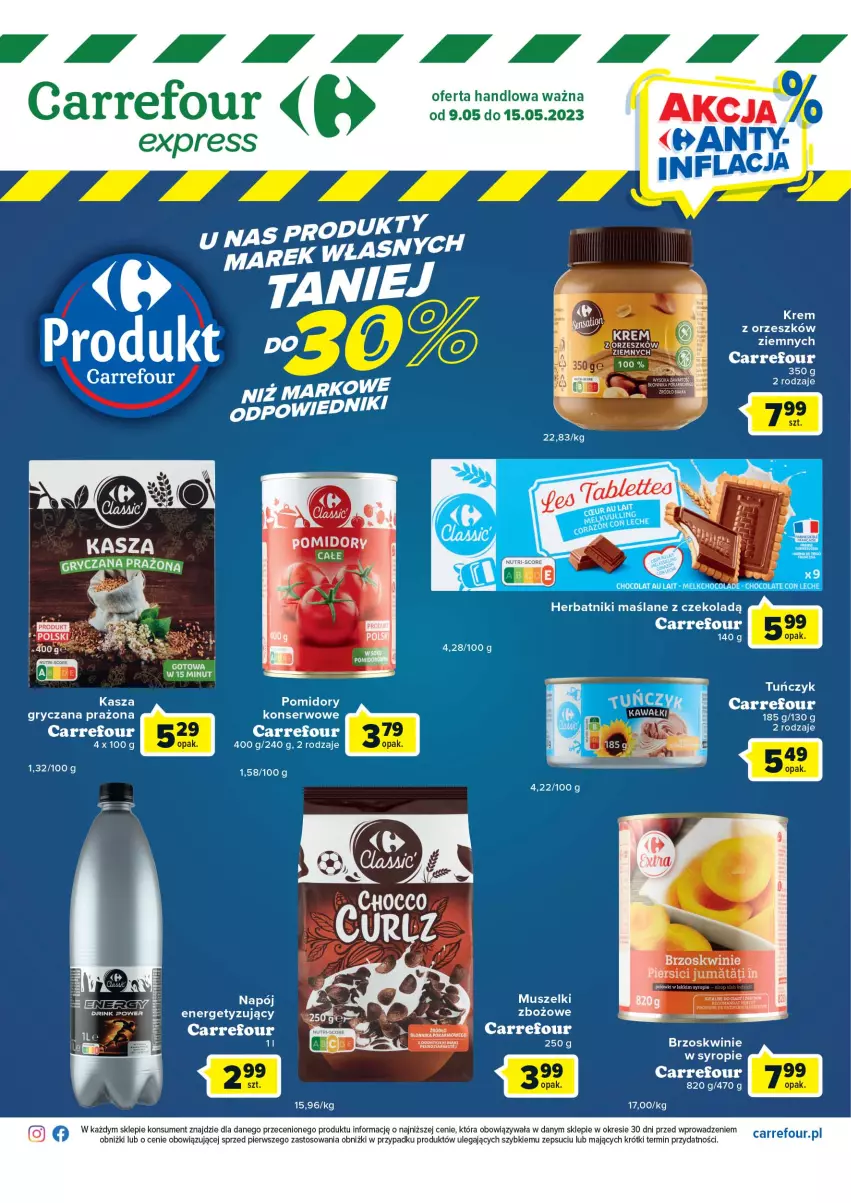 Gazetka promocyjna Carrefour - Gazetka Express - ważna 09.05 do 15.05.2023 - strona 2 - produkty: Brzoskwinie, Gry, Herbatniki, Kasza, Kasza gryczana, Mus, Napój, Pomidory, Syrop, Tuńczyk