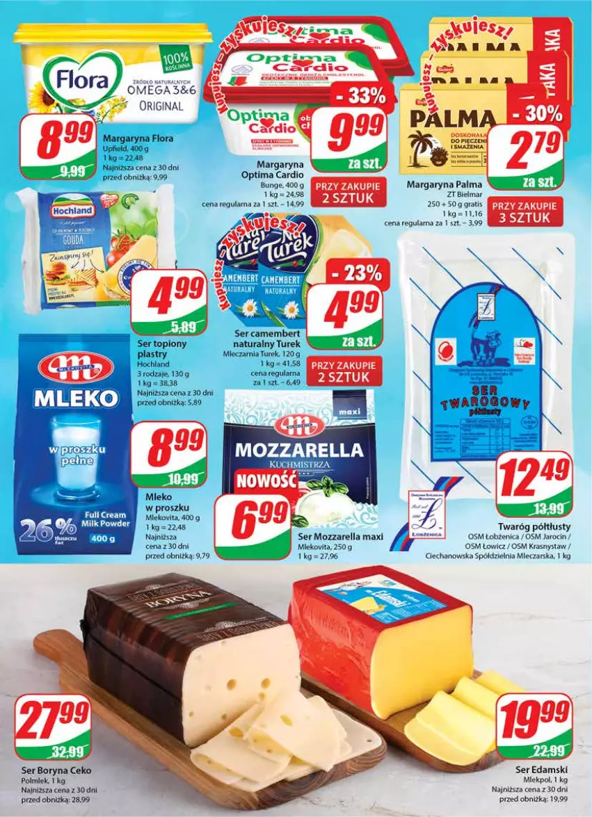 Gazetka promocyjna Dino - Gazetka 40 - ważna 03.10 do 10.10.2023 - strona 14 - produkty: Edam, Flora, Gin, Gra, Hochland, Margaryna, Mleko, Mlekovita, Mozzarella, NBA, Optima, Optima Cardio, Palma, POLMLEK, Ser, Ser topiony, Top, Twaróg, Twaróg półtłusty