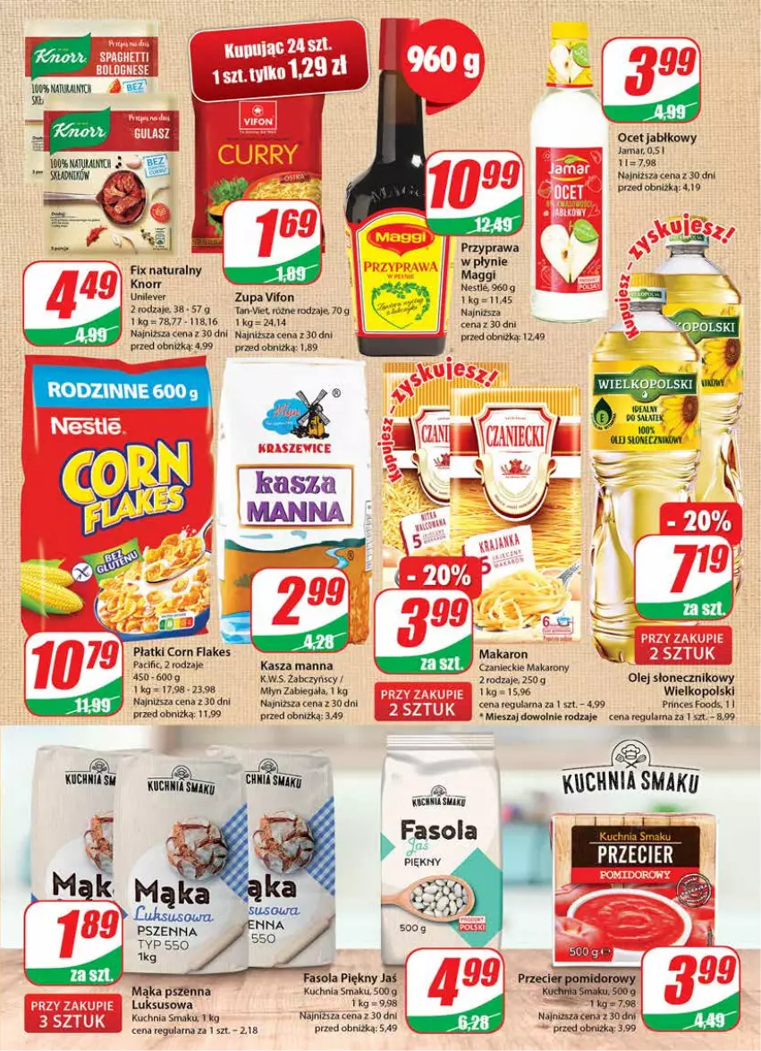 Gazetka promocyjna Dino - Gazetka 40 - ważna 03.10 do 10.10.2023 - strona 7 - produkty: Cif, Corn flakes, Kasza, Knorr, Kuchnia, Mąka, Mąka pszenna, Makaron, Ocet, Olej, Olej słonecznikowy, Zupa