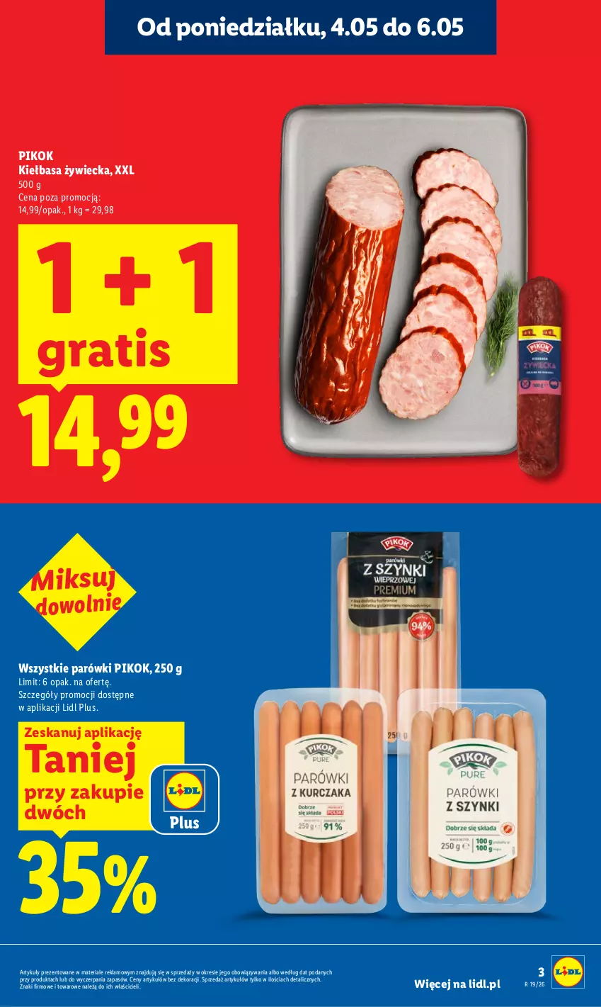 Gazetka promocyjna Lidl - Gazetka ważna od 04.05 do 06.05 - ważna 04.05 do 06.05.2026 - strona 3 - produkty: Gra, Kiełbasa, Parówki, PIKOK