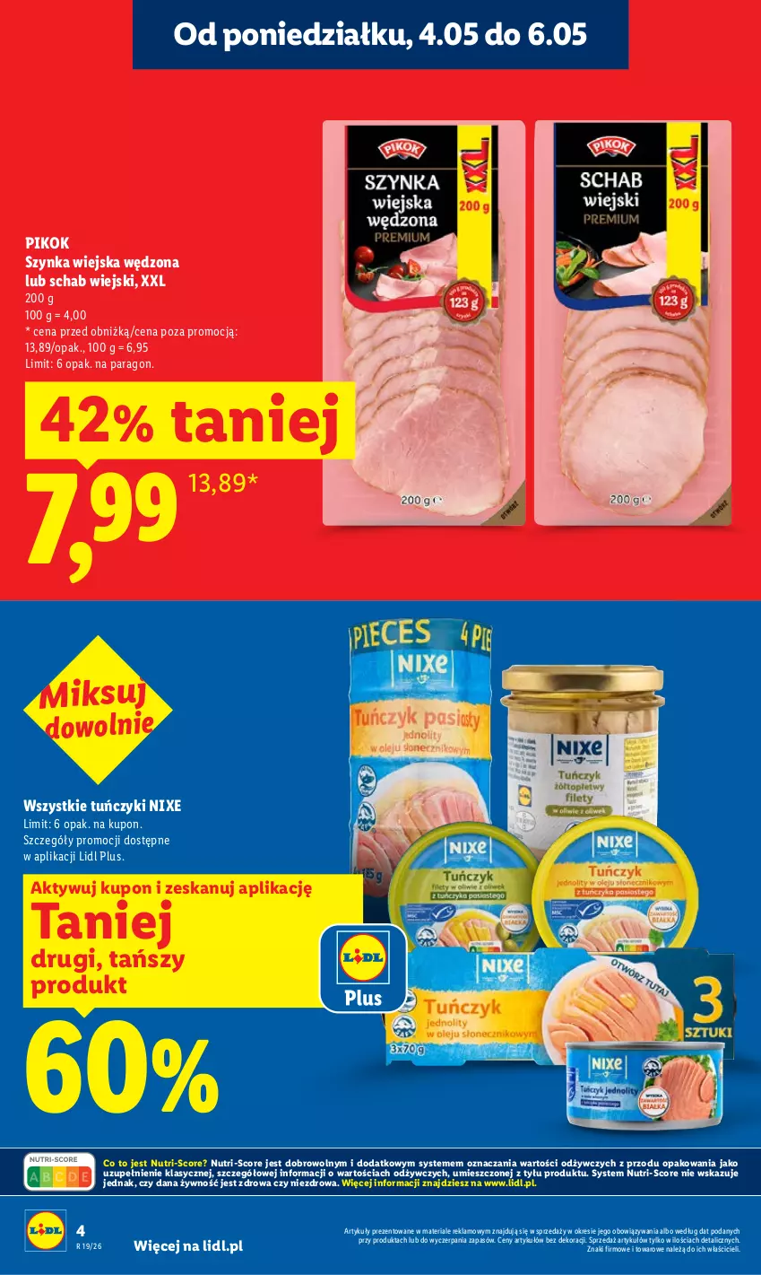 Gazetka promocyjna Lidl - Gazetka ważna od 04.05 do 06.05 - ważna 04.05 do 06.05.2026 - strona 4 - produkty: PIKOK, Szynka, Tuńczyk