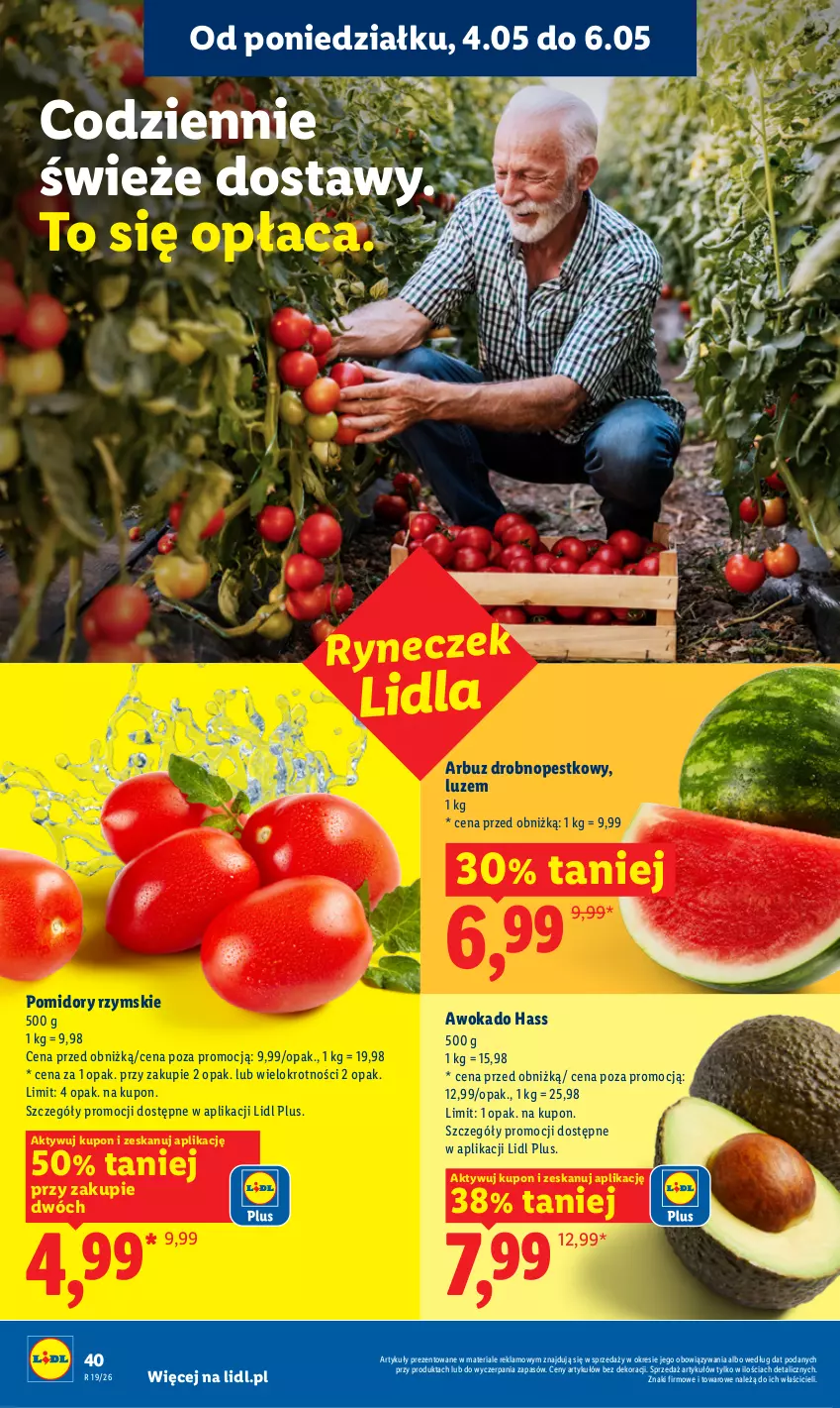Gazetka promocyjna Lidl - Gazetka ważna od 04.05 do 06.05 - ważna 04.05 do 06.05.2026 - strona 40 - produkty: Arbuz, Pomidory