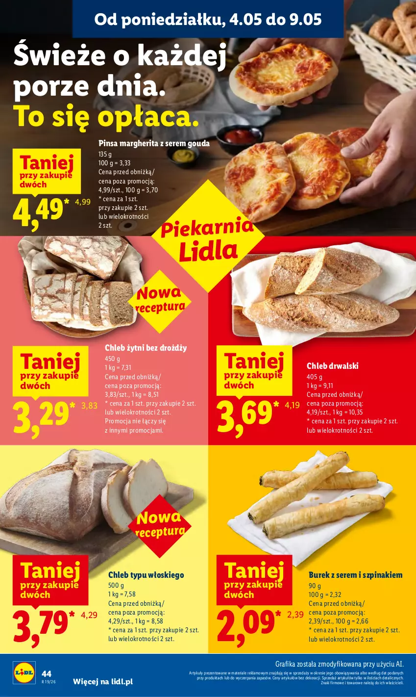 Gazetka promocyjna Lidl - Gazetka ważna od 04.05 do 06.05 - ważna 04.05 do 06.05.2026 - strona 46 - produkty: Chleb, Chleb typu włoskiego, Gouda, Gra, Grafika, Por, Ser, Szpinak