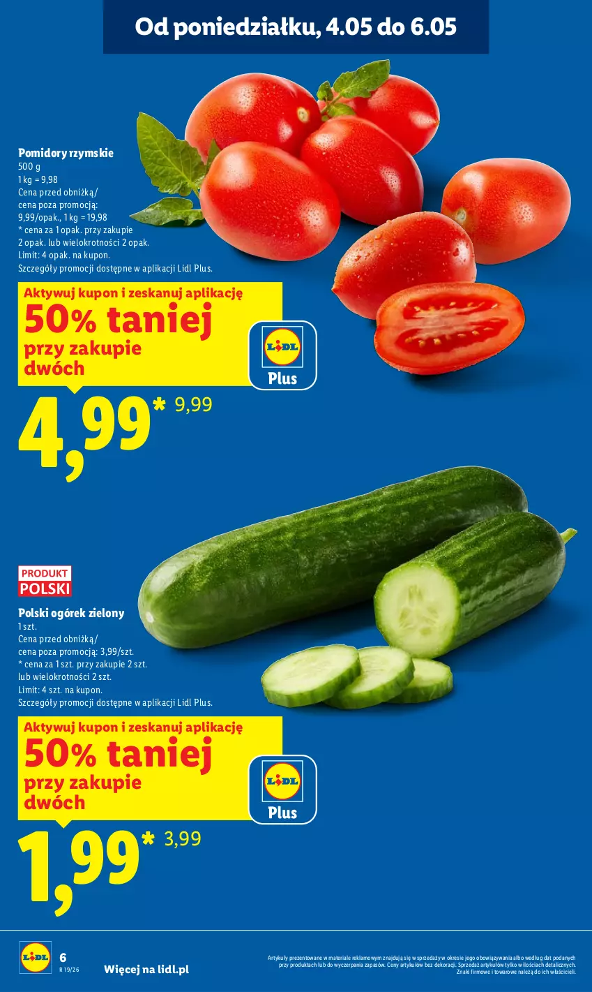 Gazetka promocyjna Lidl - Gazetka ważna od 04.05 do 06.05 - ważna 04.05 do 06.05.2026 - strona 6 - produkty: Ogórek, Pomidory