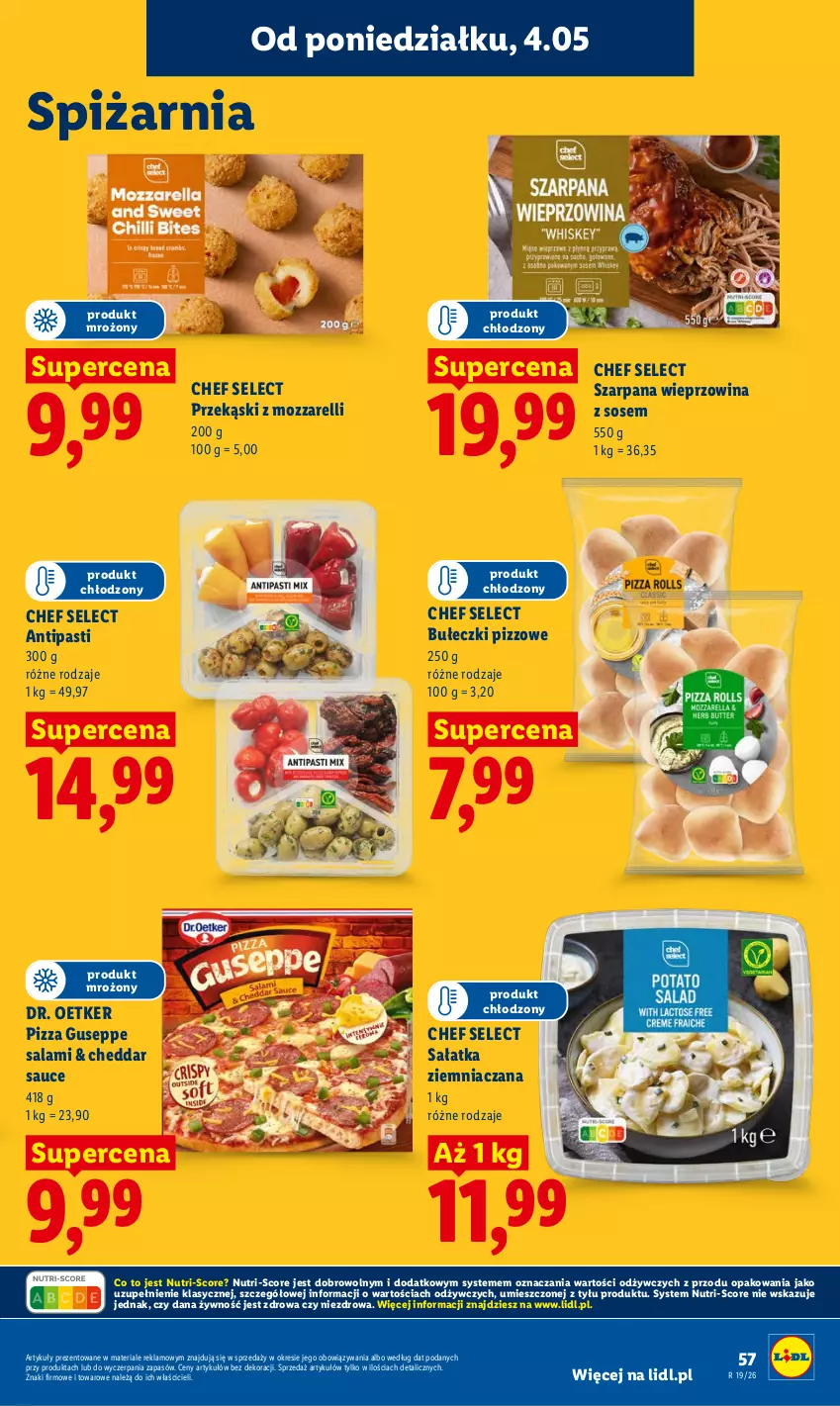 Gazetka promocyjna Lidl - Gazetka ważna od 04.05 do 06.05 - ważna 04.05 do 06.05.2026 - strona 61 - produkty: Bułeczki, Cheddar, Dr. Oetker, Pizza, Salami, Sałat, Sałatka, Sos, Wieprzowina