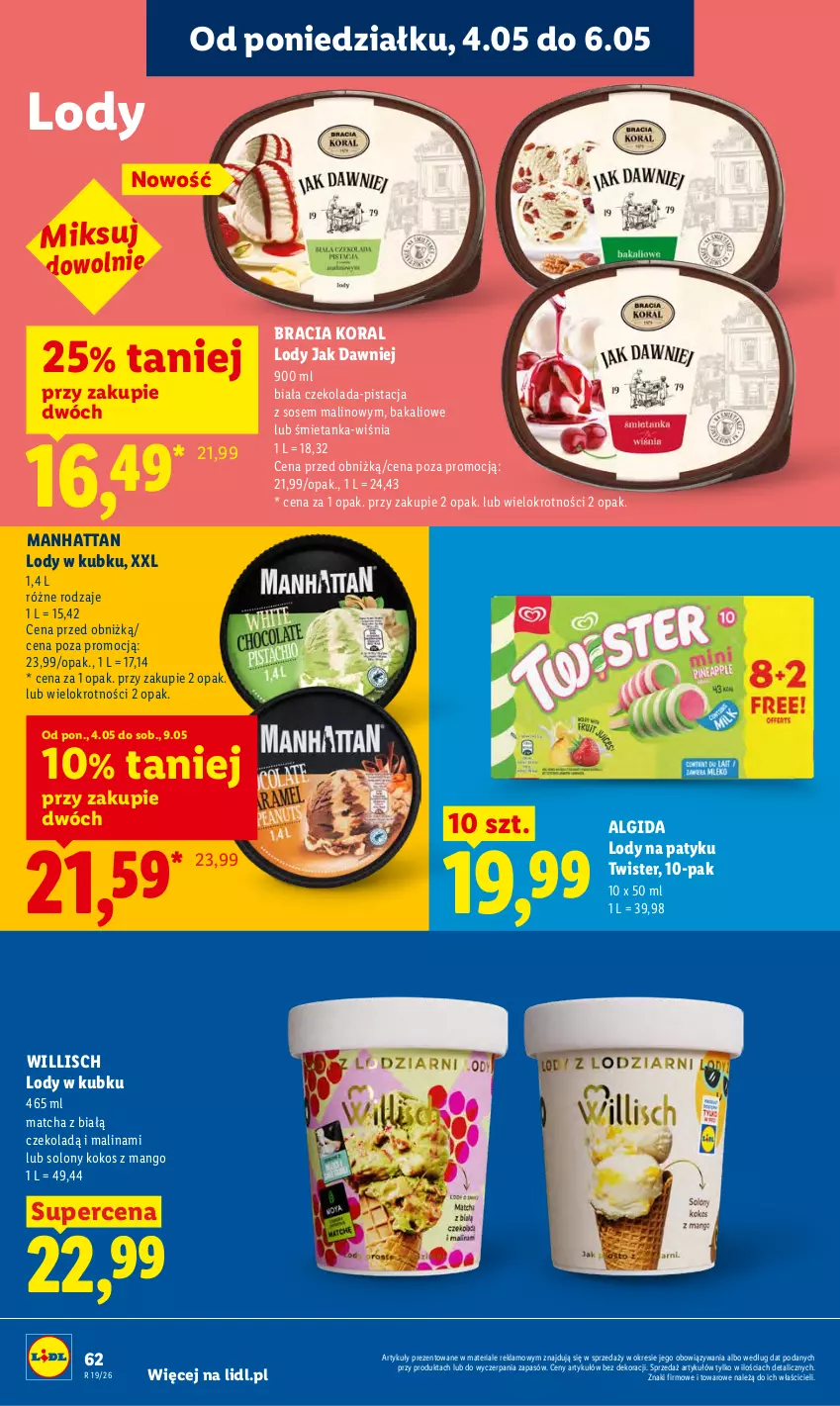 Gazetka promocyjna Lidl - Gazetka ważna od 04.05 do 06.05 - ważna 04.05 do 06.05.2026 - strona 66 - produkty: Algida, Czekolada, Kokos, LG, Lody, Mango, Sos