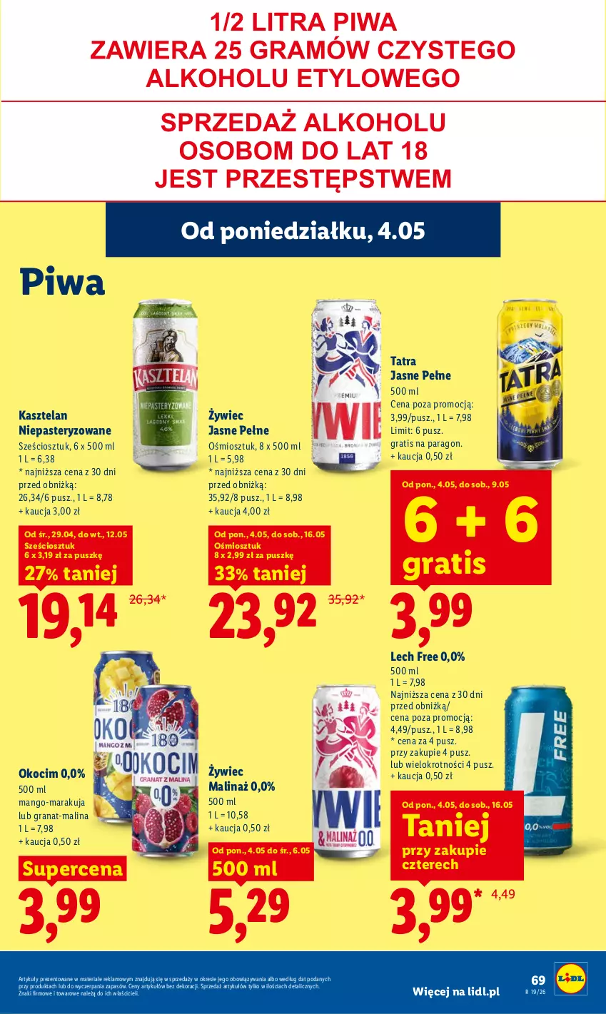 Gazetka promocyjna Lidl - Gazetka ważna od 04.05 do 06.05 - ważna 04.05 do 06.05.2026 - strona 75 - produkty: Gra, Granat, Kasztelan, Koc, Mango, Okocim, Piwa, Tatra