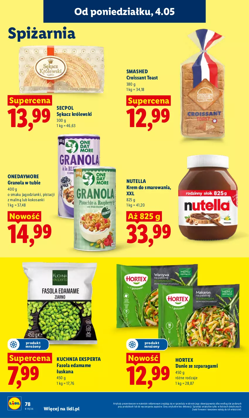 Gazetka promocyjna Lidl - Gazetka ważna od 04.05 do 06.05 - ważna 04.05 do 06.05.2026 - strona 84 - produkty: Croissant, Edam, Fa, Fasola, Gra, Granola, Hortex, Kokos, Królewski, Kuchnia, Nutella, Sanki, Sękacz