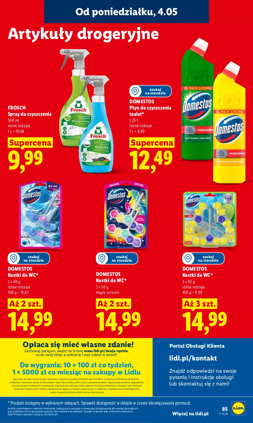 Gazetka promocyjna Lidl - Gazetka ważna od 04.05 do 06.05 - ważna 04.05 do 06.05.2026 - strona 91 - produkty: Domestos, Frosch, Gra, Laur, Mola, Por, Portal, Spray do czyszczenia