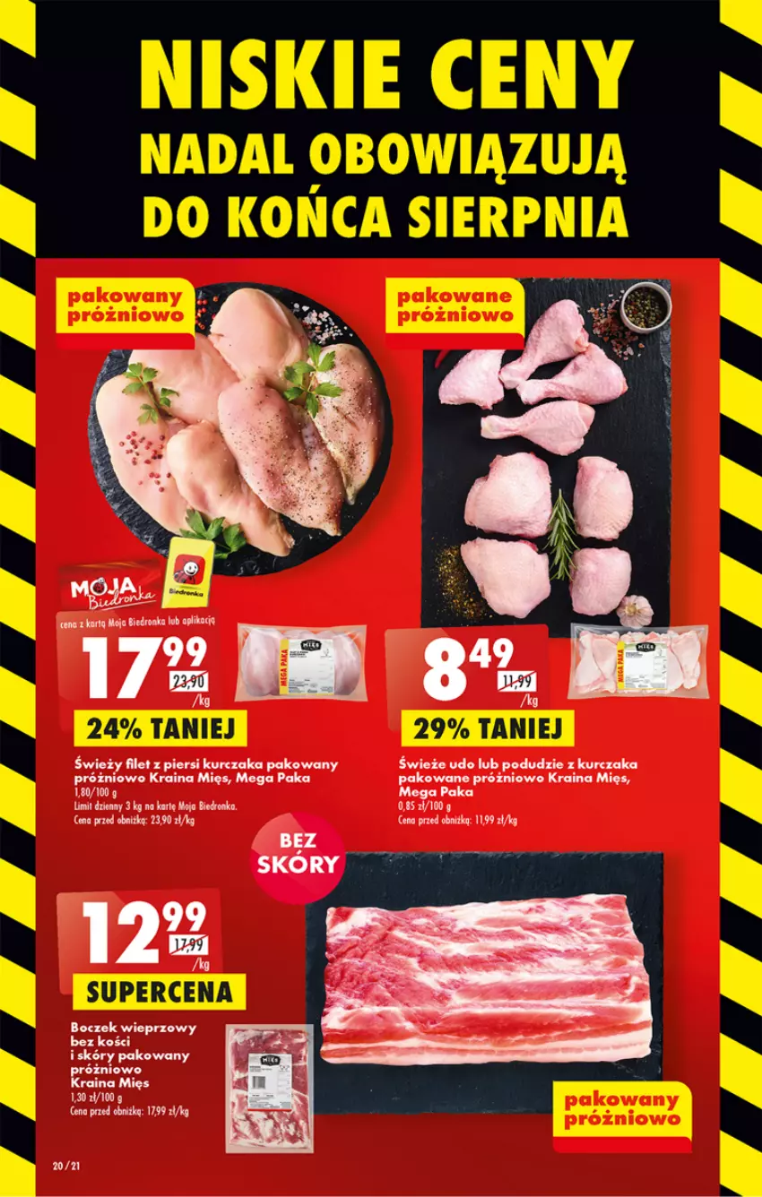 Gazetka promocyjna Biedronka - Od czwartku - ważna 17.08 do 23.08.2023 - strona 20 - produkty: Boczek, Boczek wieprzowy, Filet z piersi kurczaka, Kurczak, Podudzie z kurczaka