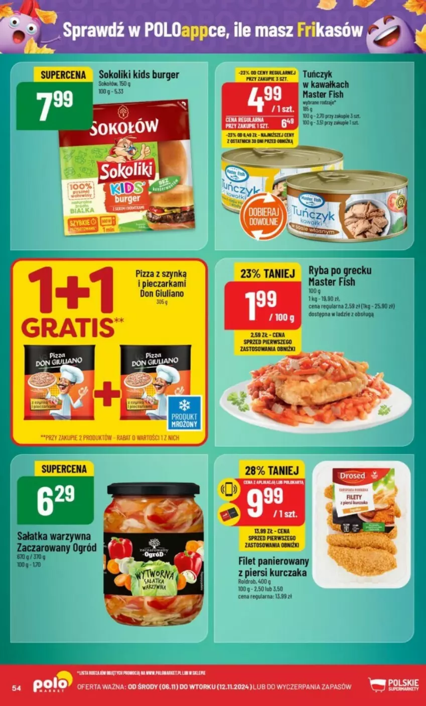 Gazetka promocyjna PoloMarket - ważna 06.11 do 12.11.2024 - strona 50 - produkty: Filet panierowany, Kawa, Kurczak, Piec, Pieczarka, Pizza, Ryba, Ryba po grecku, Tuńczyk